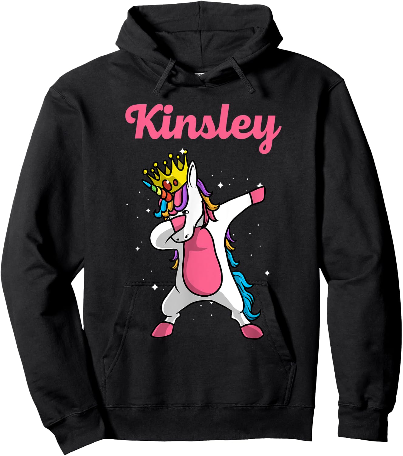 KINSLEY Gift Name Personalized Birthday Dabbing Unicorn Hoodie - Hoodie | Black