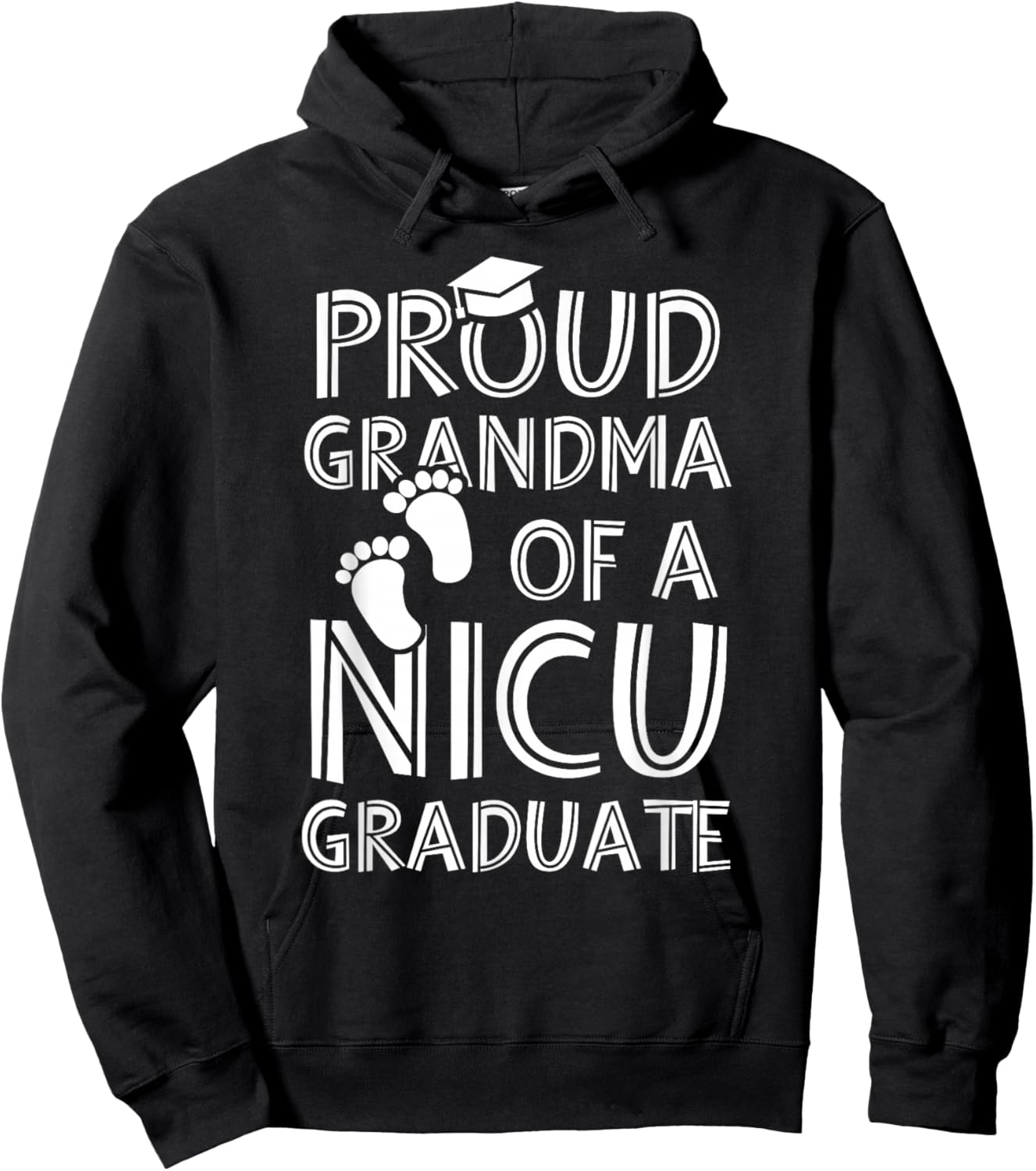 Proud Grandma NICU Graduate Funny Newborn Nurse Hoodie - Hoodie | Black