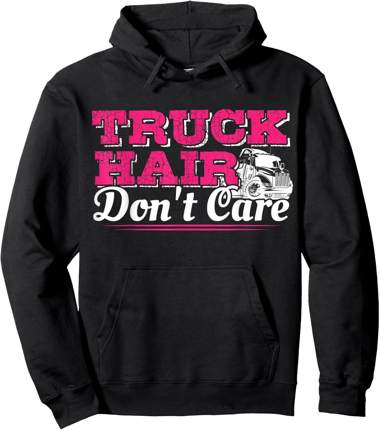 Trucker Hair Don't Care Funny Semi Truck Driver Hoodie - Hoodie | Black
