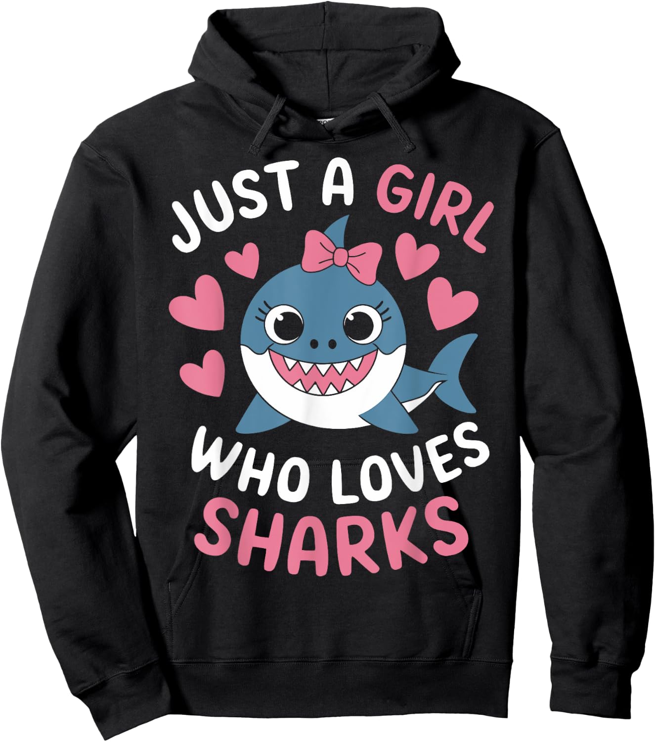 Just a Girl Who Loves Sharks Cute Ocean Animal Lover Hoodie - Hoodie | Black