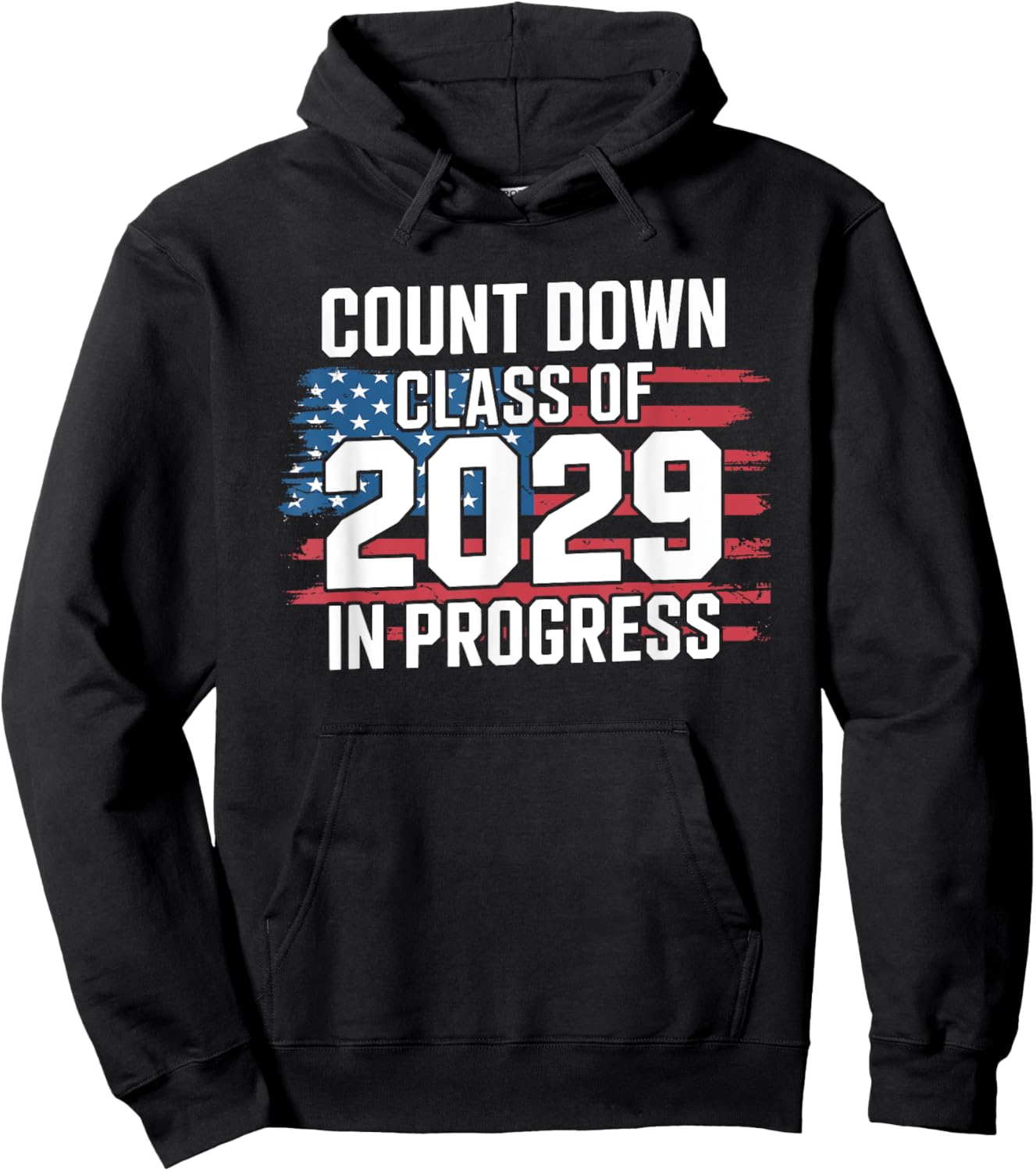 Class Of 2029 Count Down 8th Grade Graduation American Flag Hoodie - Hoodie | Black