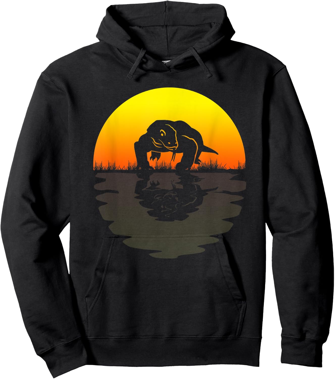 Komodo dragon shirt retro sunset 70s vintage Komodo dragon Hoodie - Hoodie | Black