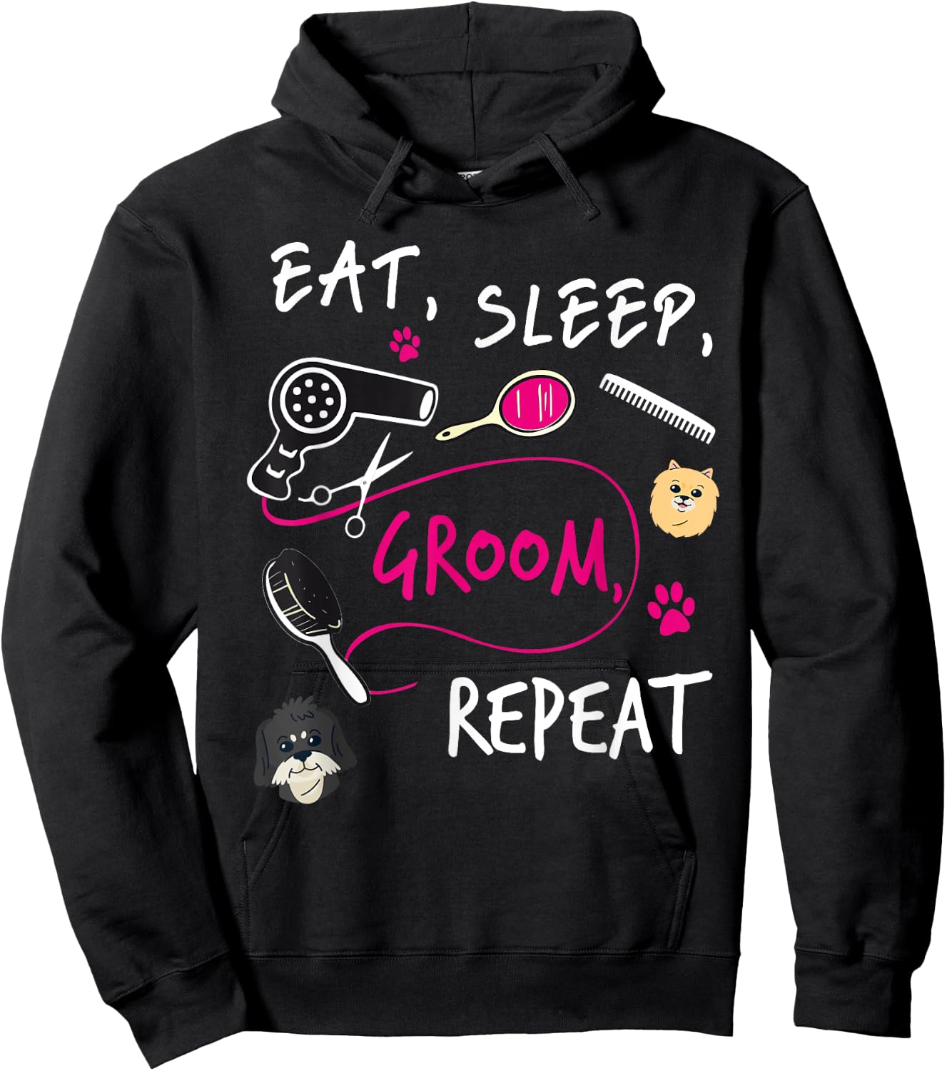 Dog Groomer Gift Funny Dog Grooming Shirt Dog Salon Women Girls Kids Hoodie - Hoodie | Black