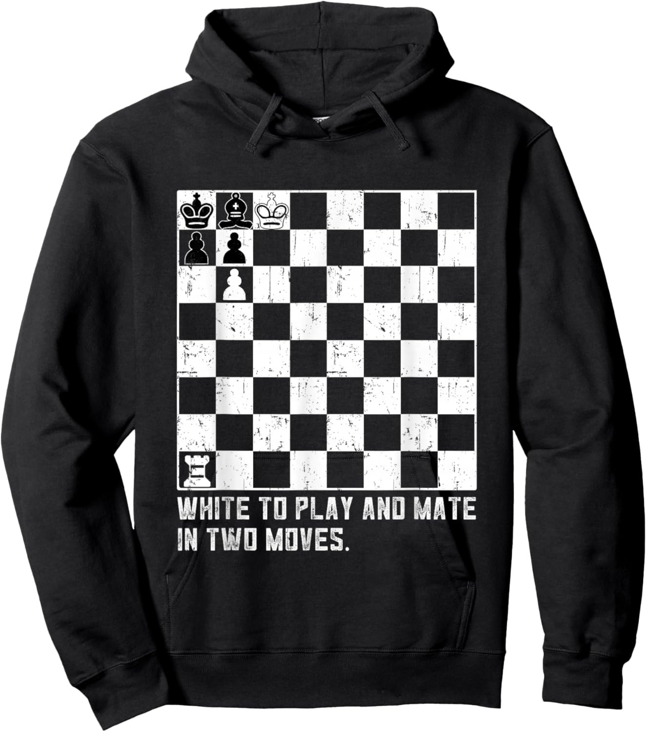 White chess puzzle to play and mate in two movements Hoodie - Hoodie | Black
