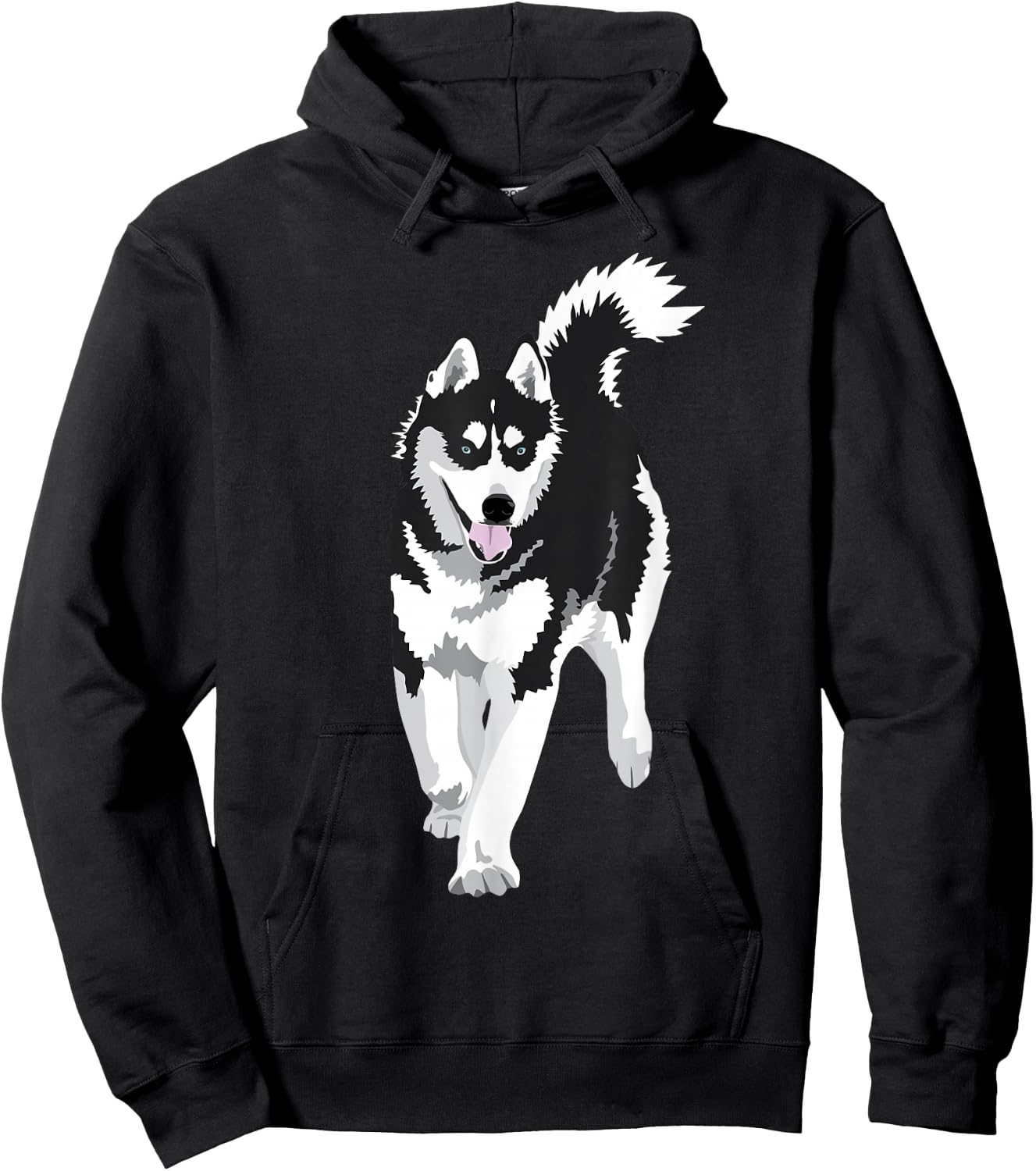 black and white Siberian Husky Snow Dog Hoodie - Hoodie | Black