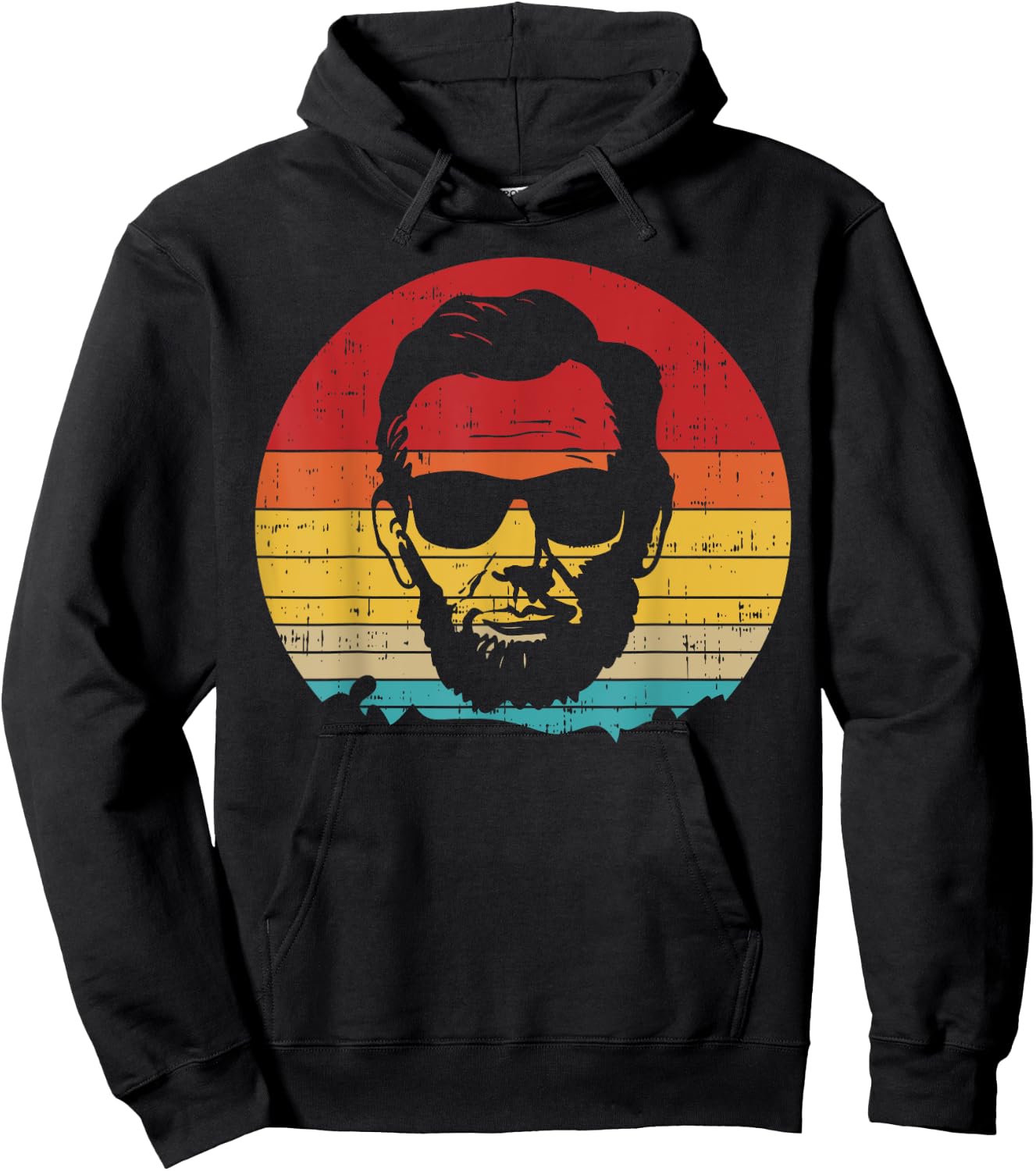 4th of July Men Women Abe Abraham Lincoln Retro Sunset Hoodie - Hoodie | Black