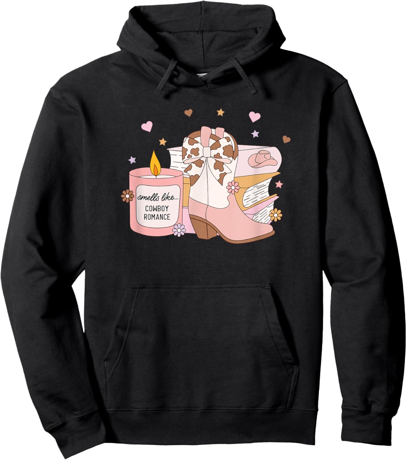 Smells Like Cowboy Romance, Funny Book Lover Hoodie - Hoodie | Black