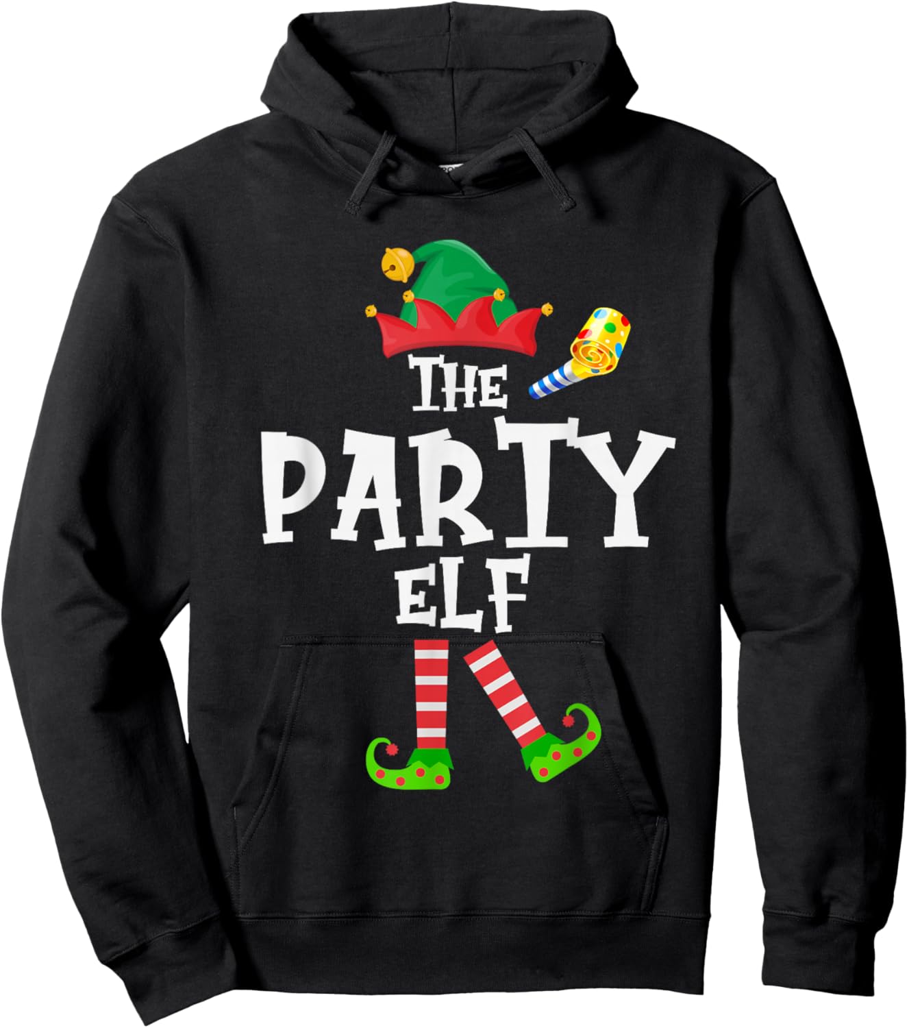 The Party Elf - Funny Matching Family Group Christmas Hoodie - Hoodie | Black