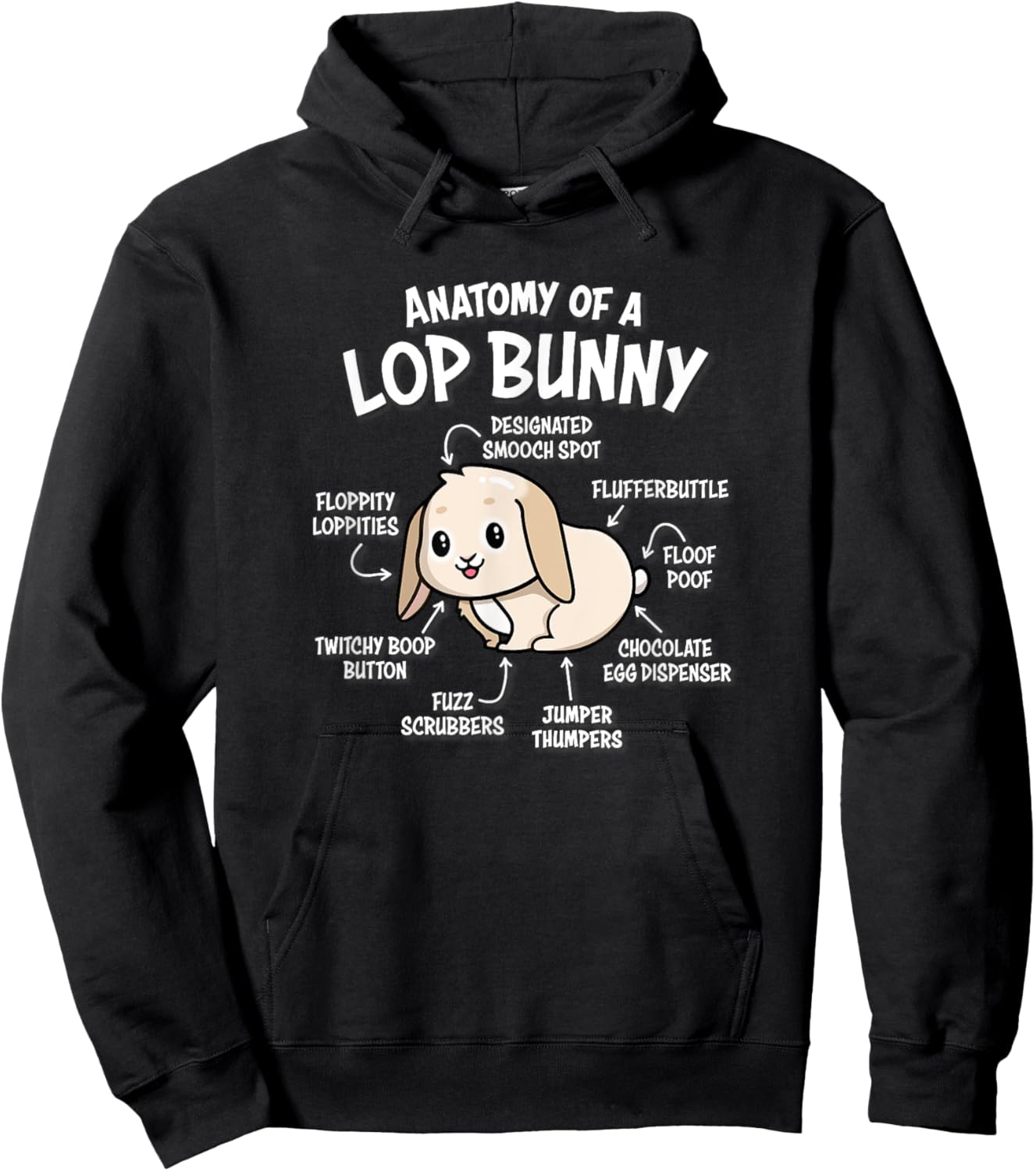 Anatomy of Mini Holland Lop Bunny Rabbit Lover Hoodie - Hoodie | Black