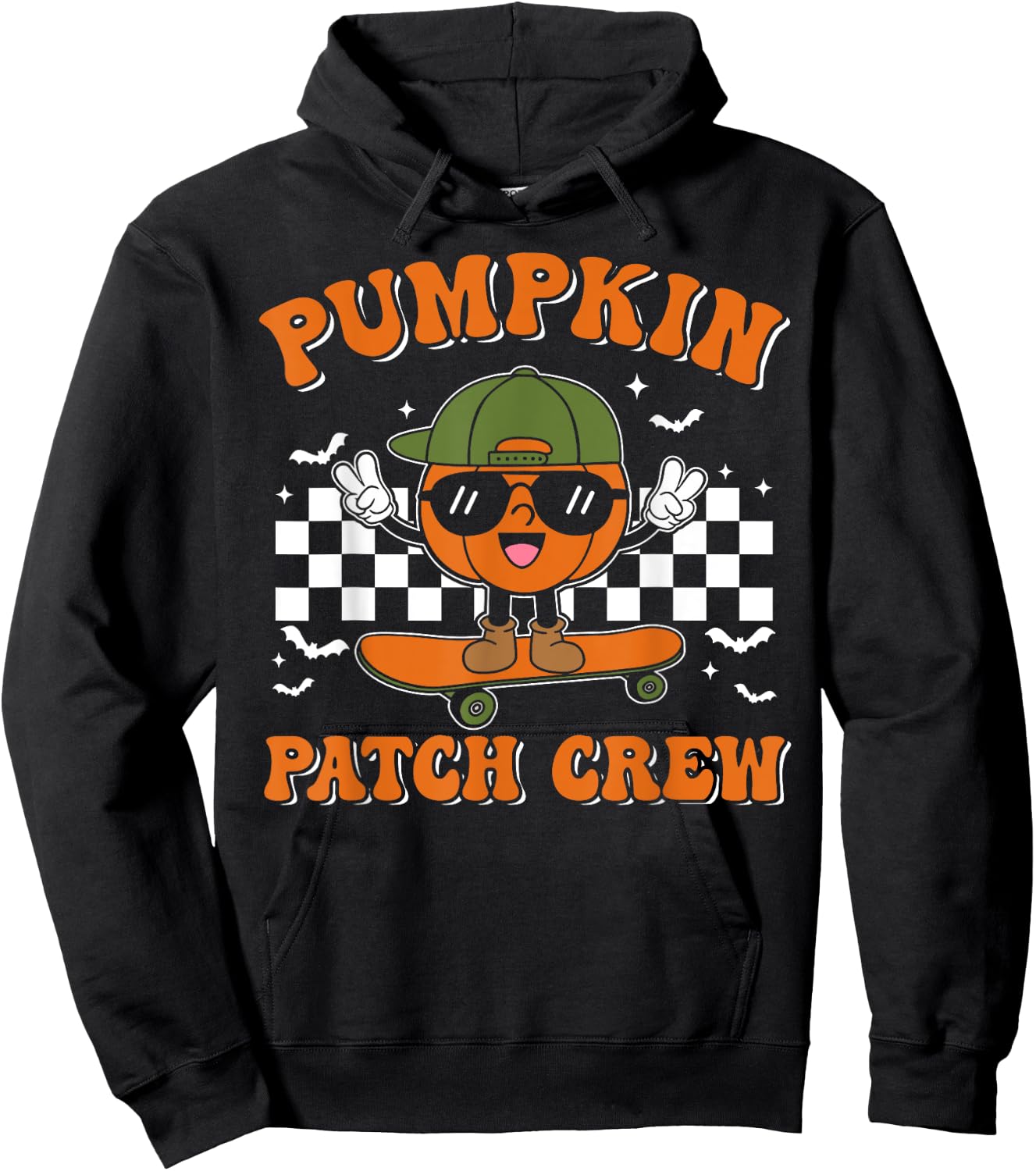 Groovy Pumpkin Patch Crew Pumpkin Patch Crew Fall Halloween Hoodie - Hoodie | Black