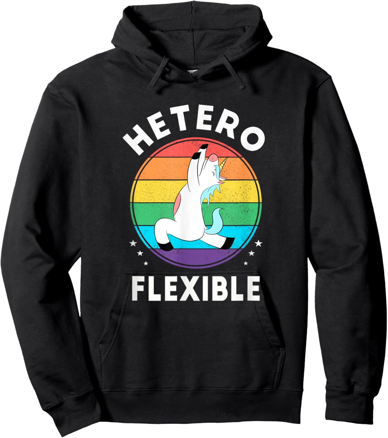 Heteroflexible Funny Yoga Unicorn Queer Ally Gay Pride Stuff Hoodie - Hoodie | Black