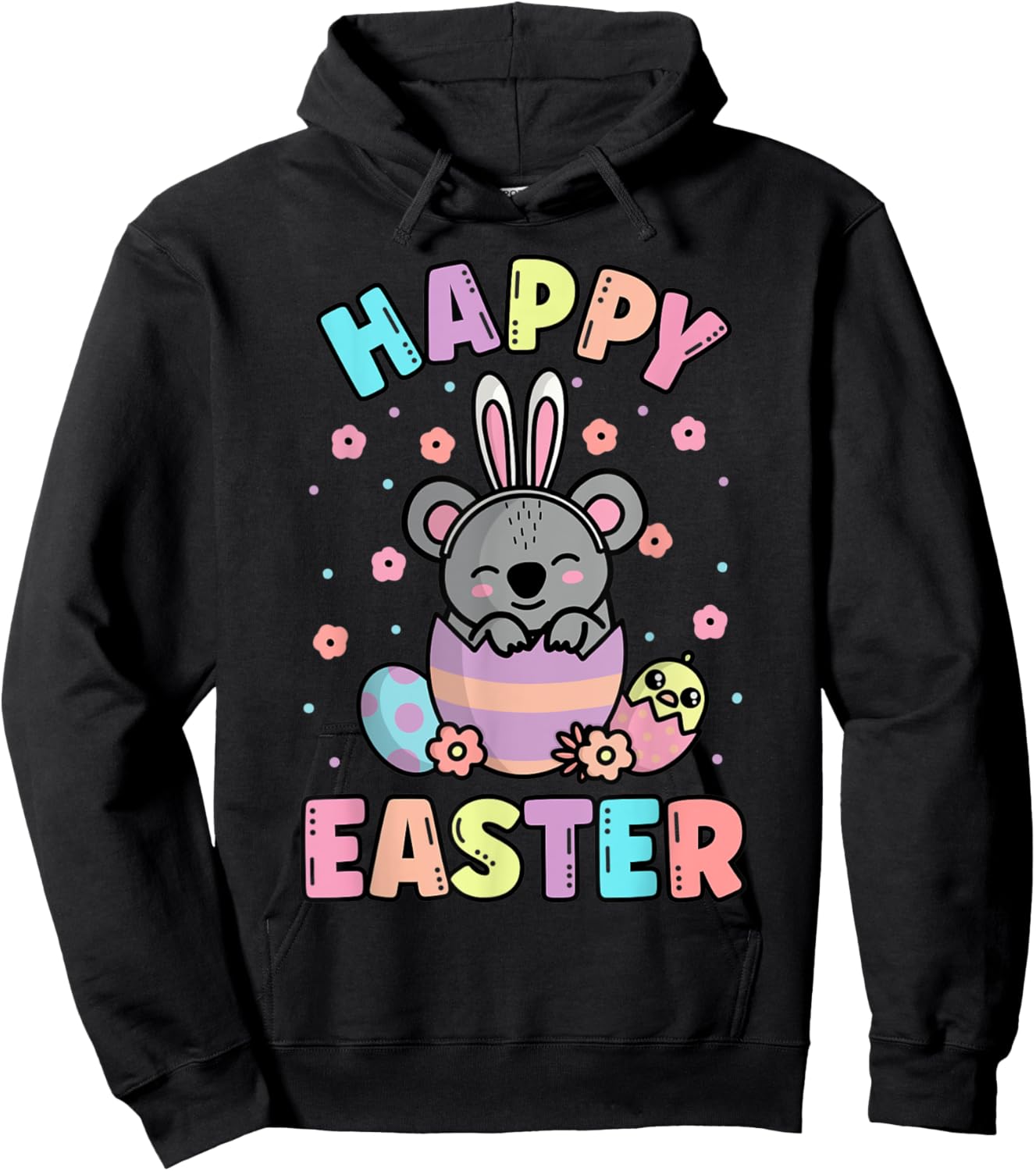 Easter Kawaii Bunny Koala Cute Spring Egg Hunting Kids Hoodie - Hoodie | Black