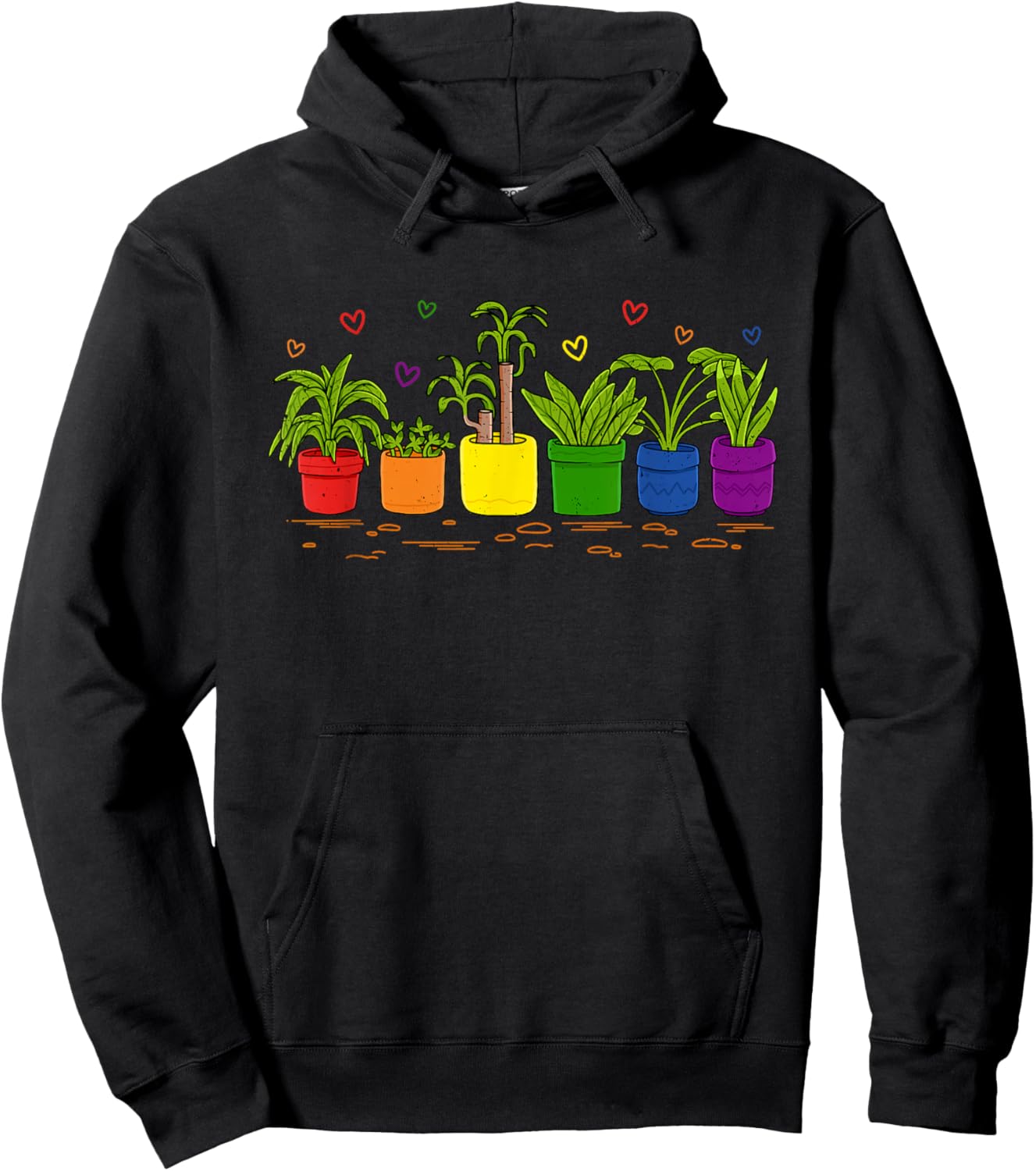 Colorful Plant Pots for Gay Gardeners & Allies Hoodie - Hoodie | Black