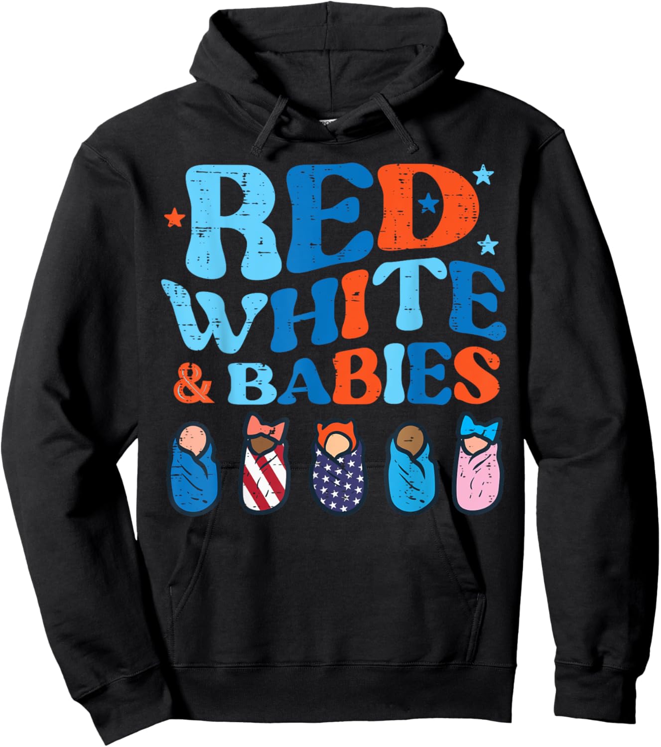 4th July Nicu Nurse Red White Babies Patriot Scrub Top Women Hoodie - Hoodie | Black