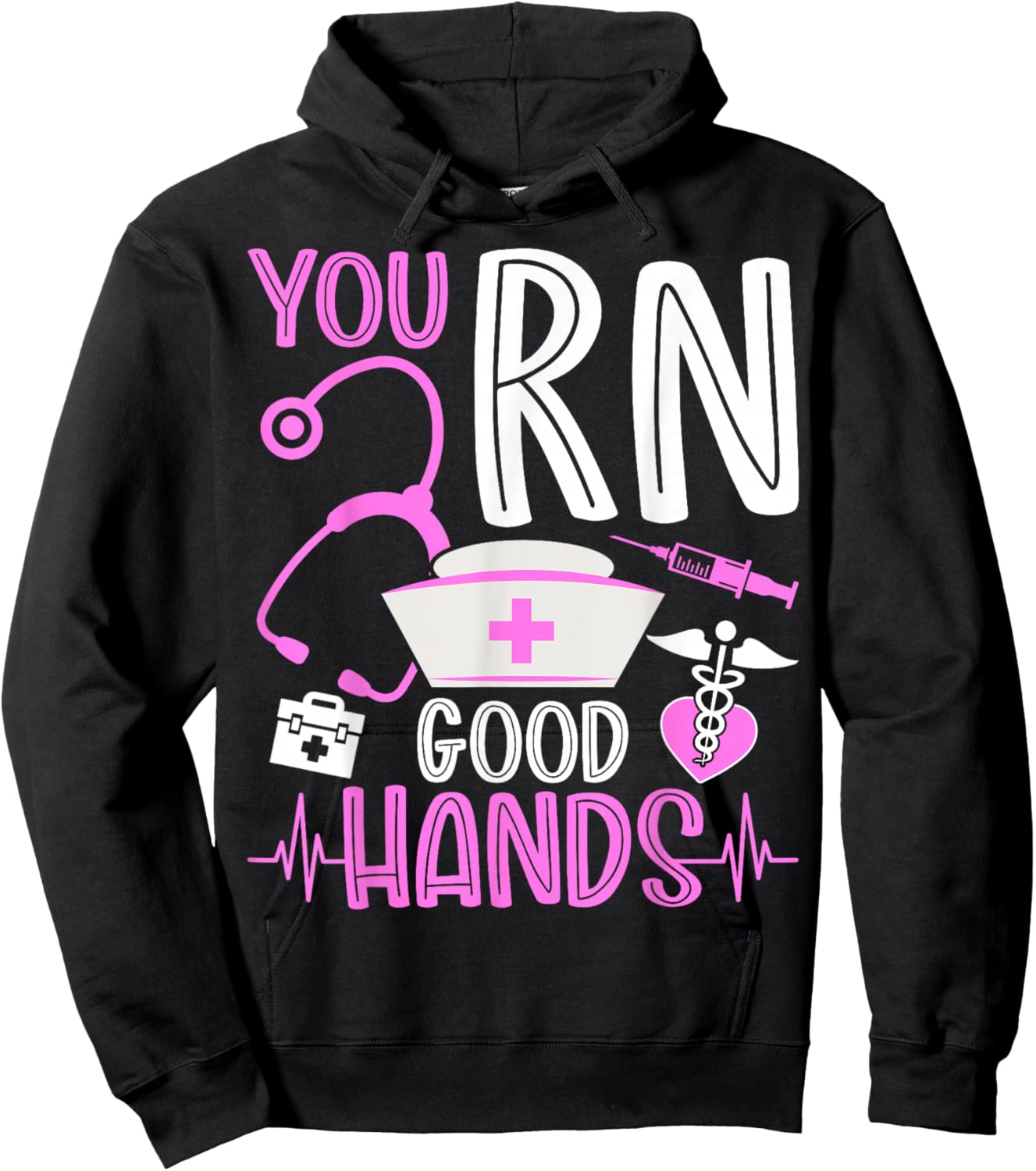 You Are RN Good Hands Nurses Week Healthcare RN Registered Nurse Hoodie - Hoodie | Black