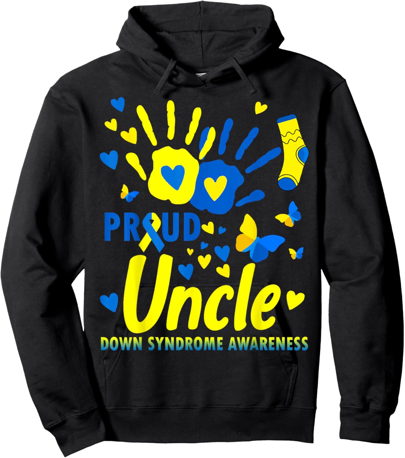 Proud Uncle World Down Syndrome Awareness Day Matching Hoodie - Hoodie | Black
