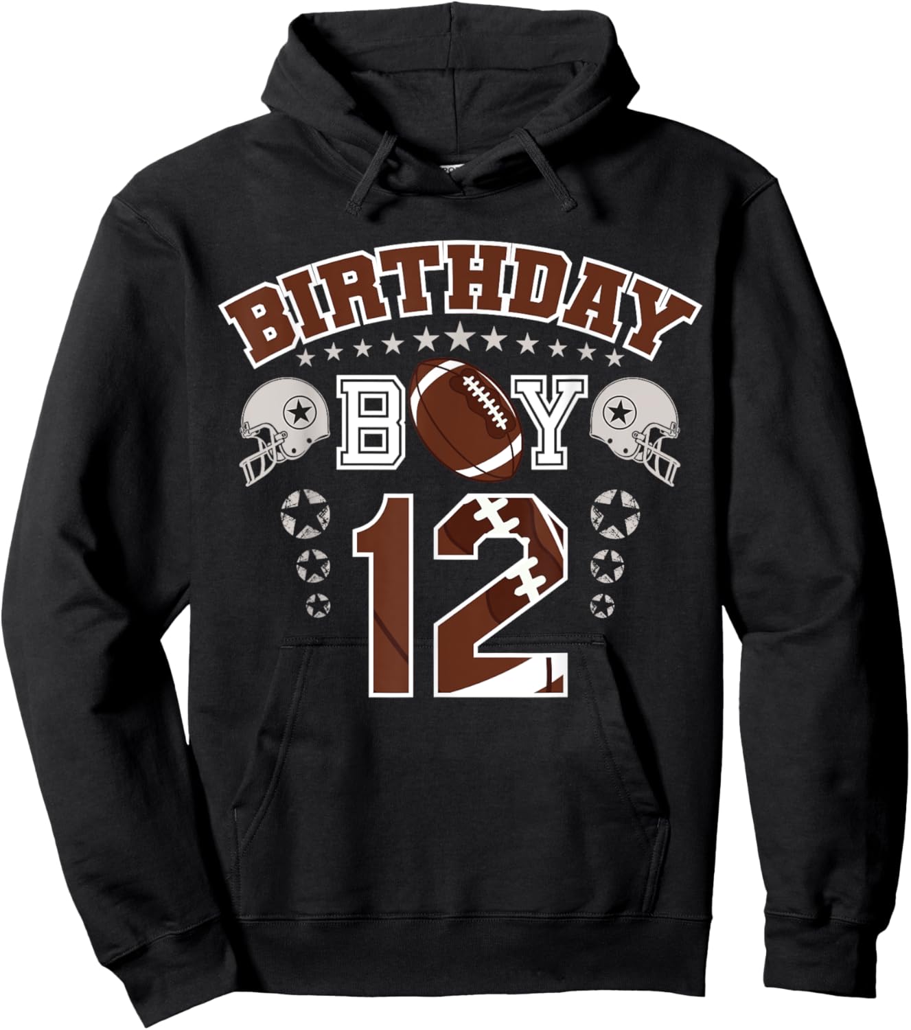 12th Birthday Boy Football Player 12 Year Old B-Day Matching Hoodie - Hoodie | Black