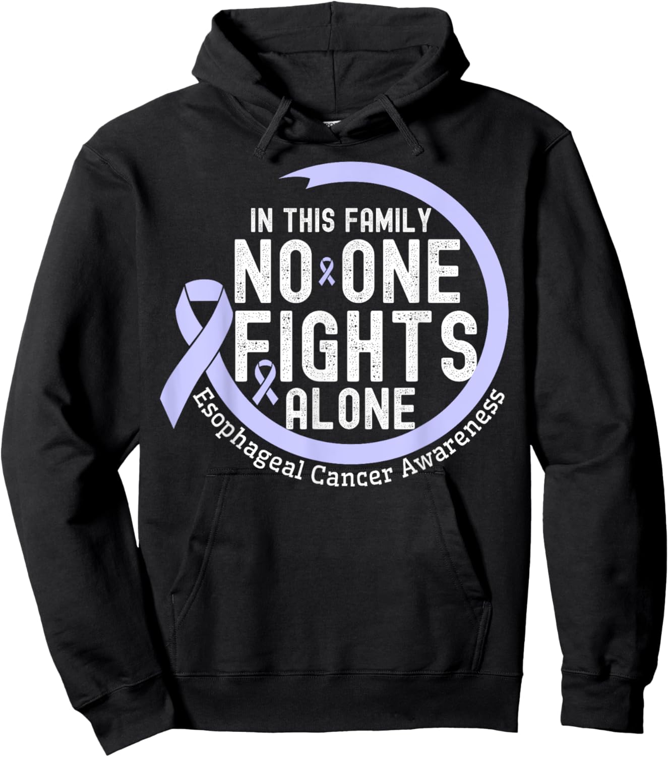 In This Family No-One Fight Alone Esophageal Cancer Ribbon Hoodie - Hoodie | Black