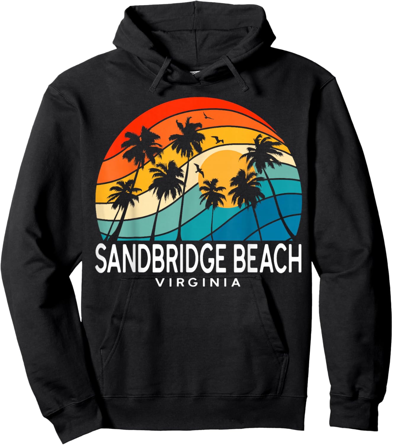 Sandbridge Beach Virginia Palm Tree Tropical Beach Souvenir Hoodie - Hoodie | Black