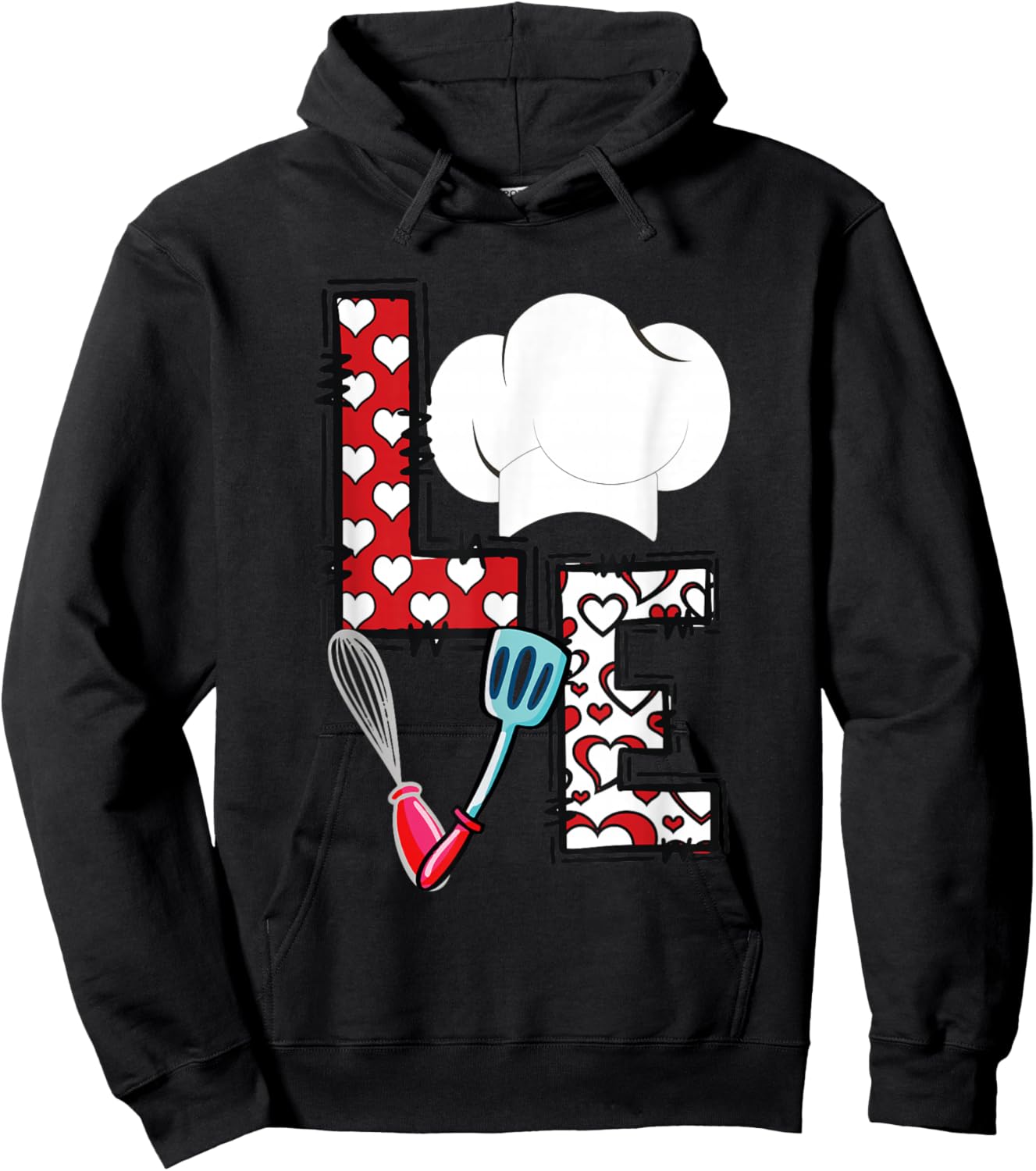 LOVE Lunch Lady Life Chef Cook Food Valentines Day Feb 14th Hoodie - Hoodie | Black