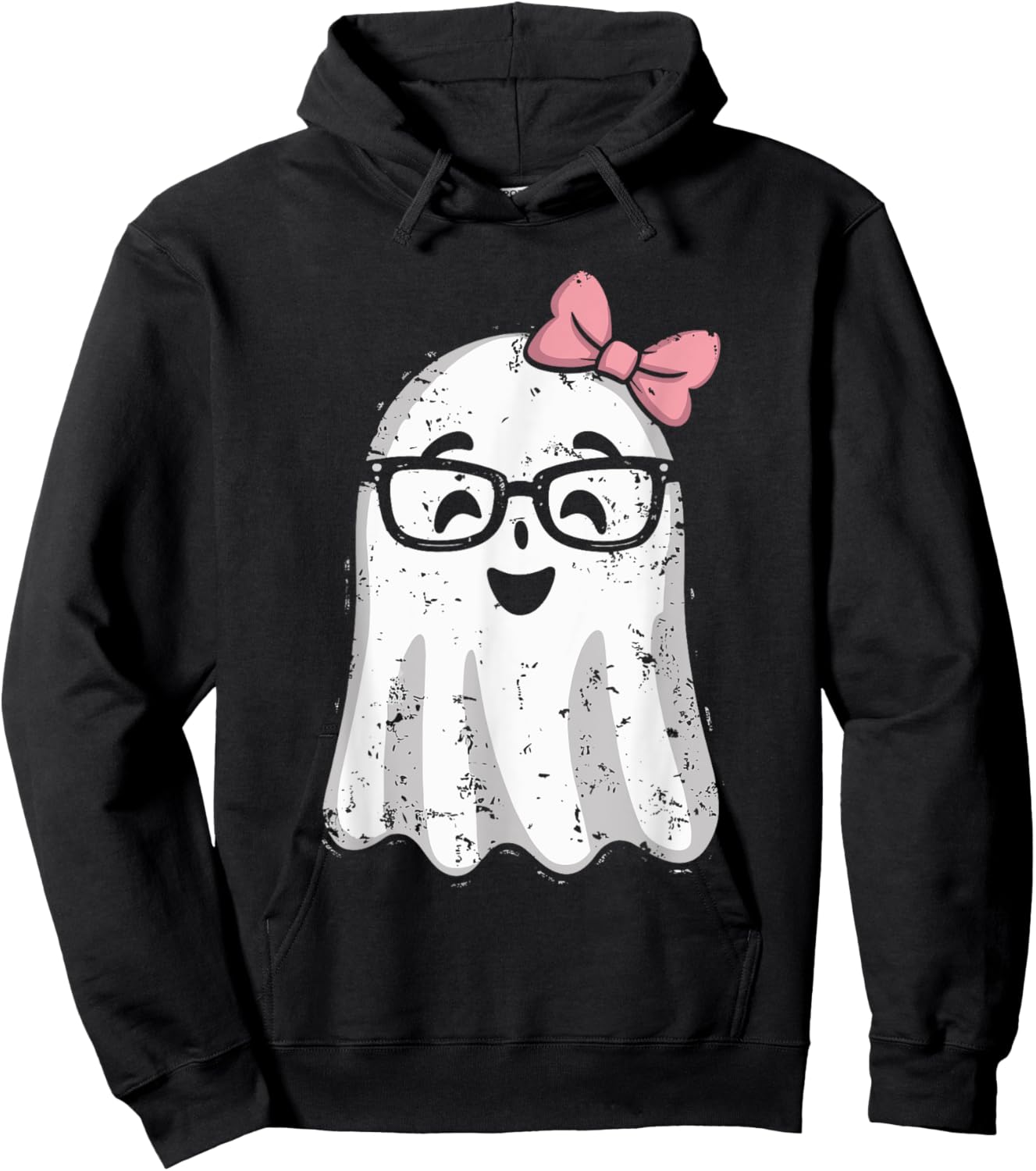 Ghost Eyeglass Girl Halloween Girly Ghost Hoodie - Hoodie | Black