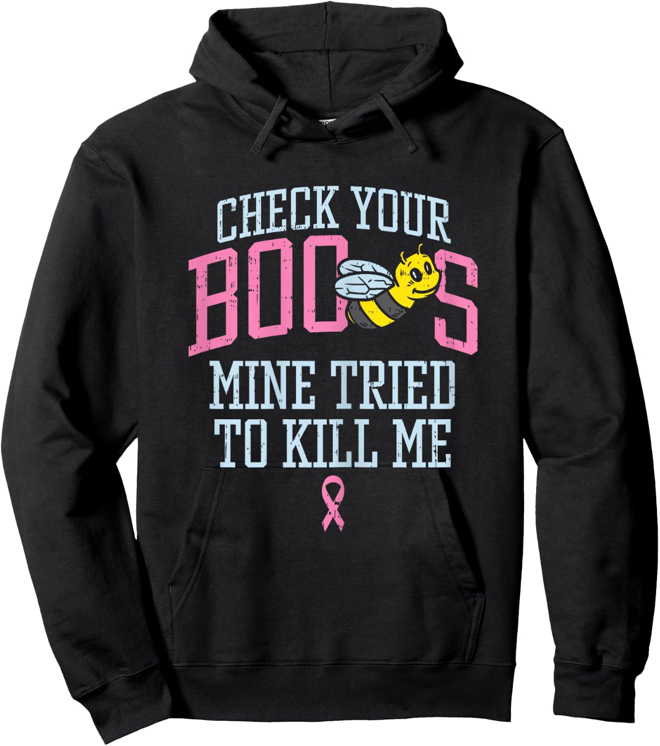Check Your Boo Bees Funny Pun Breast Cancer Awareness Gift Hoodie - Hoodie | Black