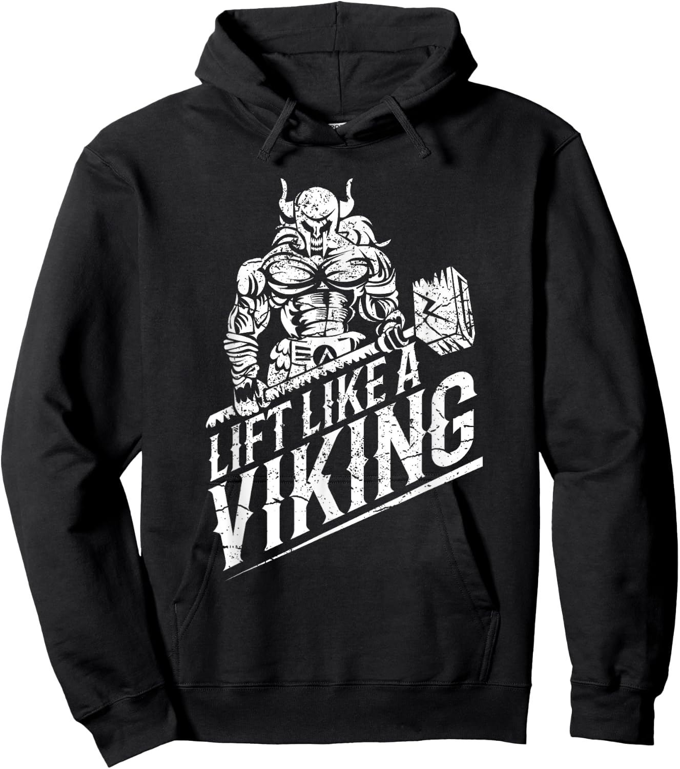 Lift like a Viking Workout Gym Distressed Design Hoodie - Hoodie | Black