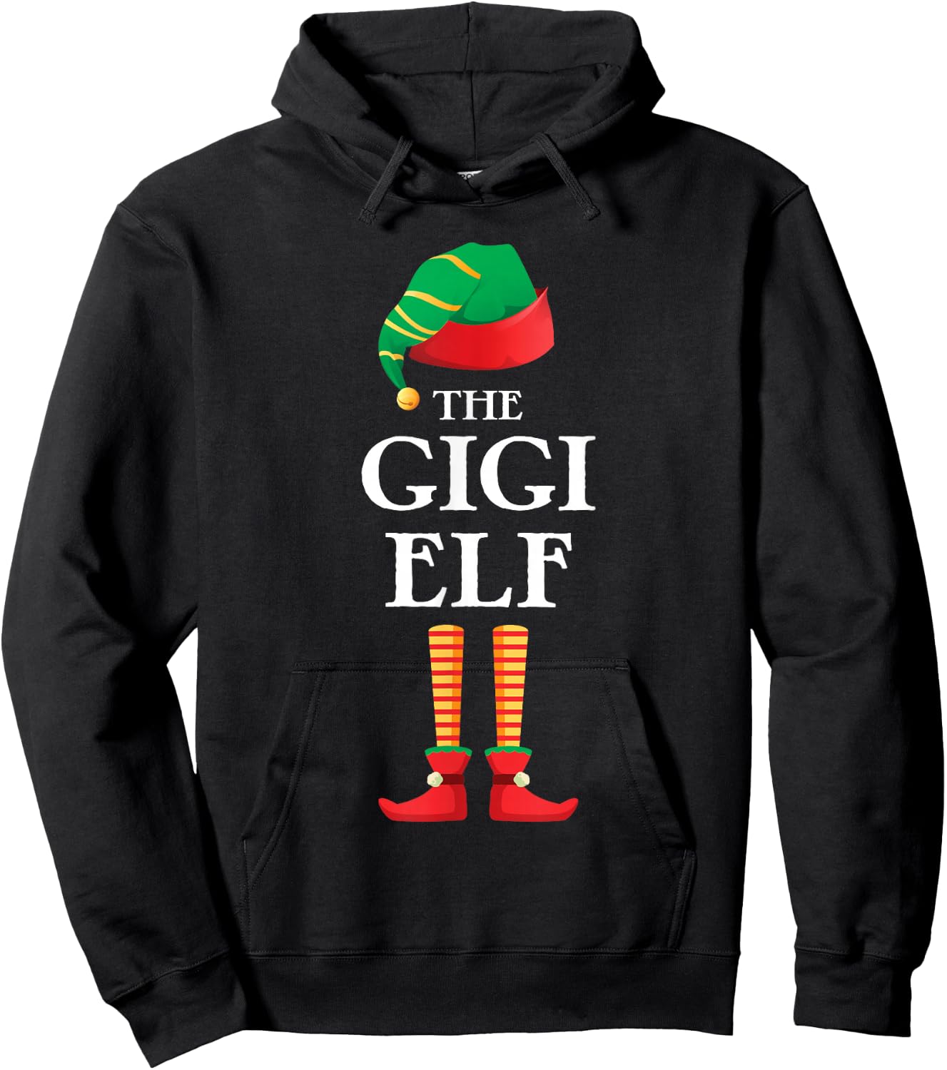 The Gigi Elf Christmas Matching Family Funny Pajama Pj Xmas Hoodie - Hoodie | Black