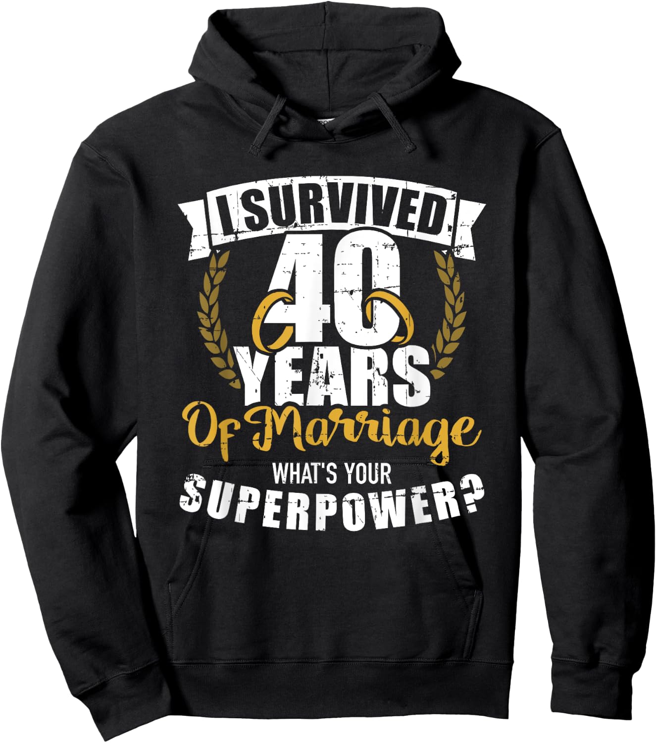 40 Years of Marriage Superpower 40th Wedding Anniversary Hoodie - Hoodie | Black