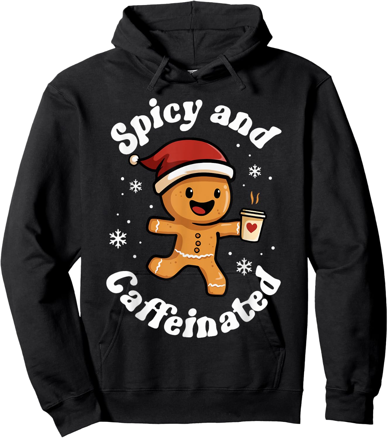 Spicy and Caffeinated Coffee Women Gingerbread Christmas Hoodie - Hoodie | Black