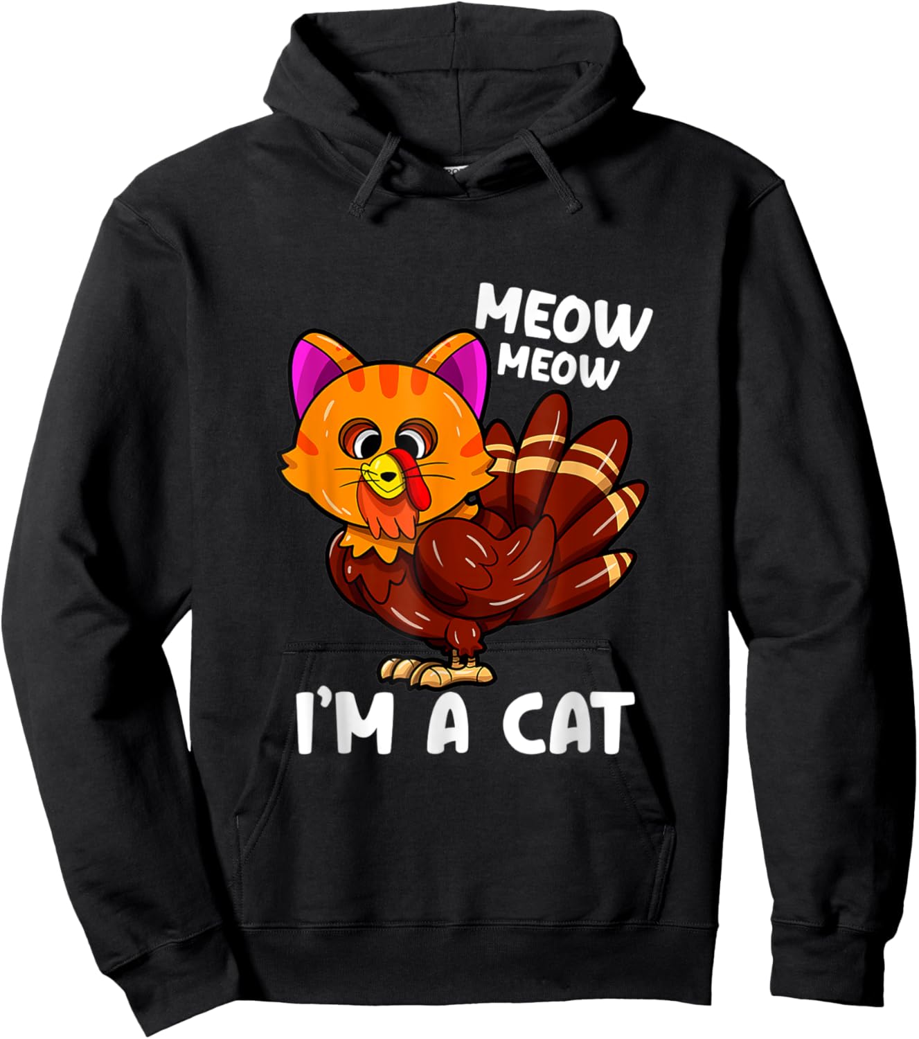 Meow i'm a cat turkey thanksgiving Hoodie - Hoodie | Black
