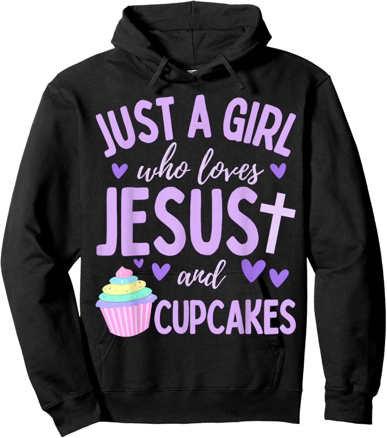 Just A Girl Who Loves Jesus and Cupcakes Christian Funny Hoodie - Hoodie | Black