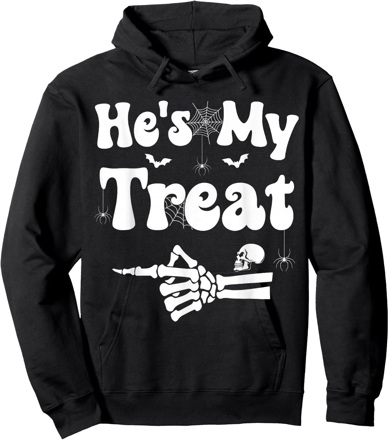 He's My Treat Skeleton Couples Matching Couple Halloween Hoodie - Hoodie | Black
