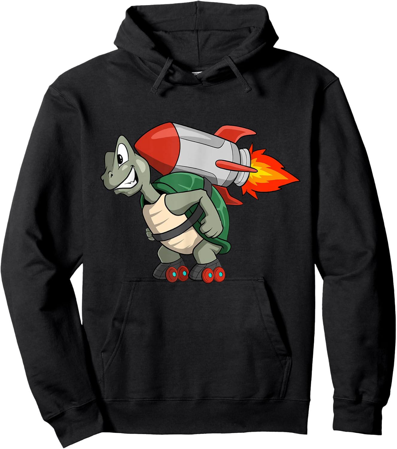 Cute turtle with roller skate and rocket pack Hoodie - Hoodie | Black