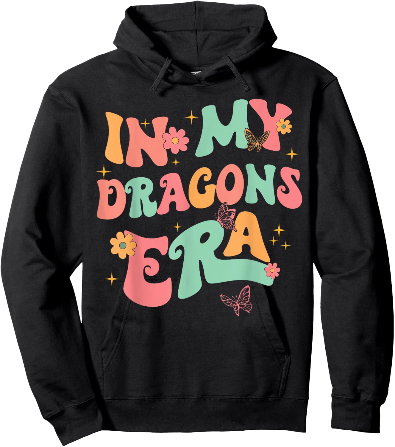 In My Dragons Era Back to School Spirit Game Retro Groovy Hoodie - Hoodie | Black