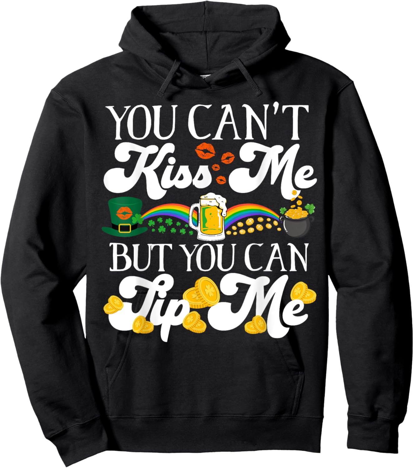 Funny Irish St Patrick's Day Waitress Bartender Shamrock Hoodie - Hoodie | Black