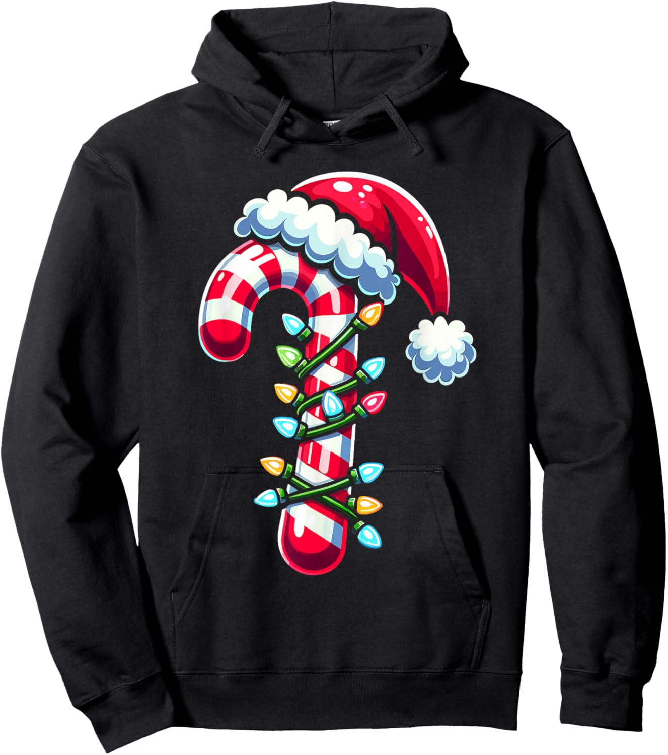 Candy Cane Boys Kids Christmas Santa Women Men Hoodie - Hoodie | Black