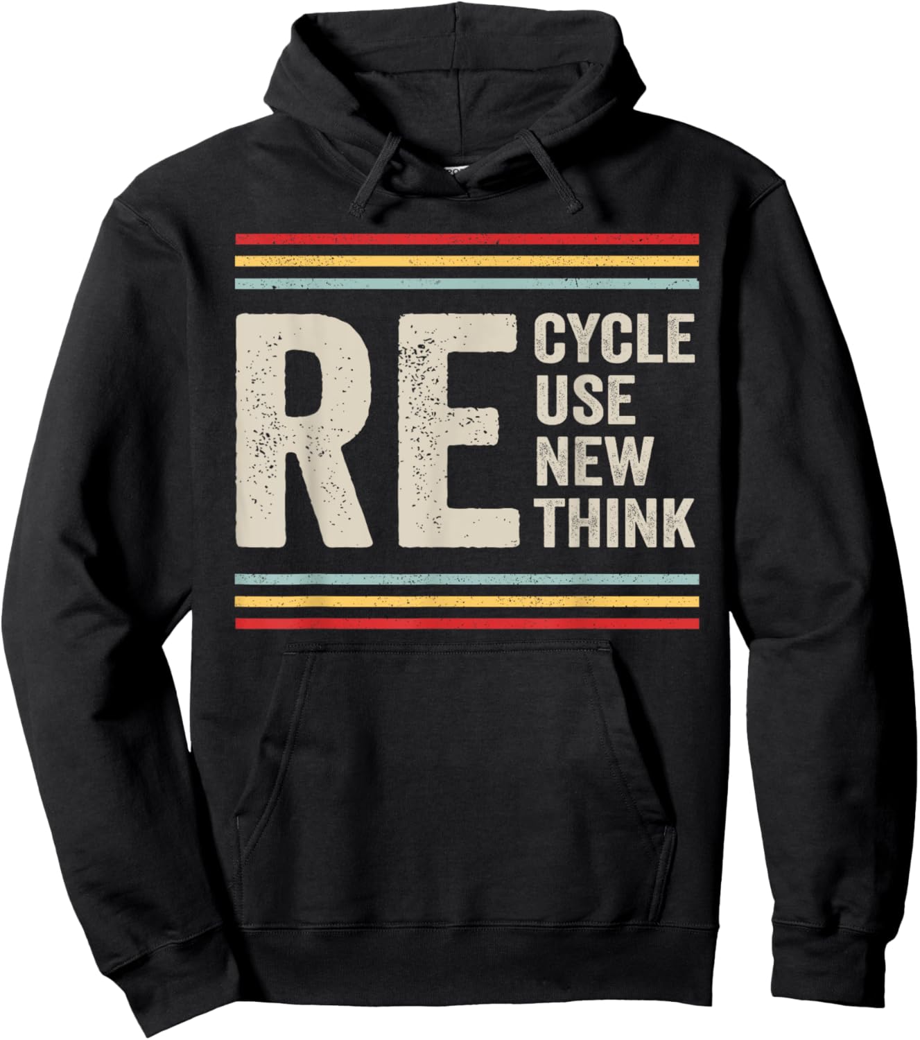 Recycle Reuse Renew Rethink Earth Day Activism Vintage Hoodie - Hoodie | Black