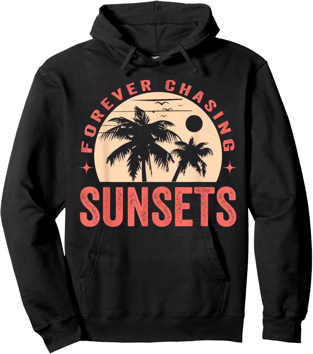 Forever Chasing Sunsets Summer Retro Sunset Beach Vacation Men Women Hoodie - Hoodie | Black