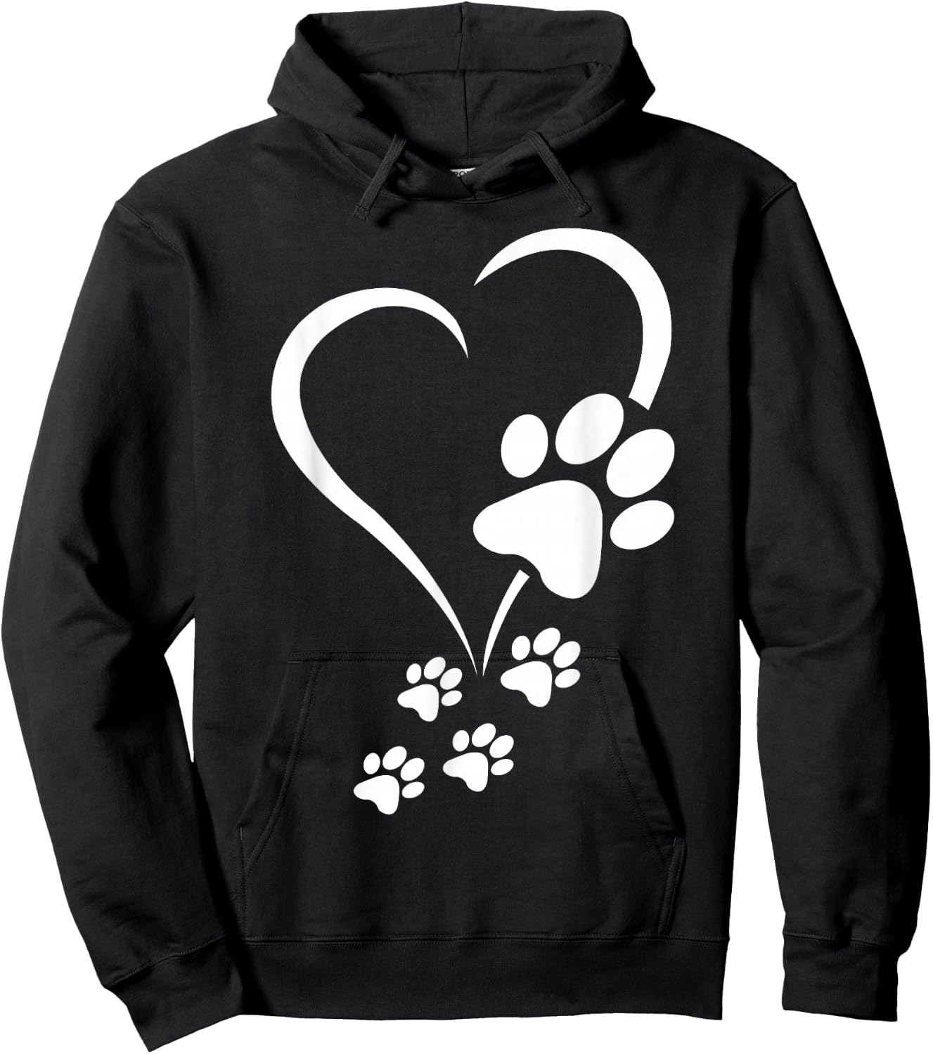 Baby Dogs Heart - Dog Paws Heart Print Hoodie - Hoodie | Black