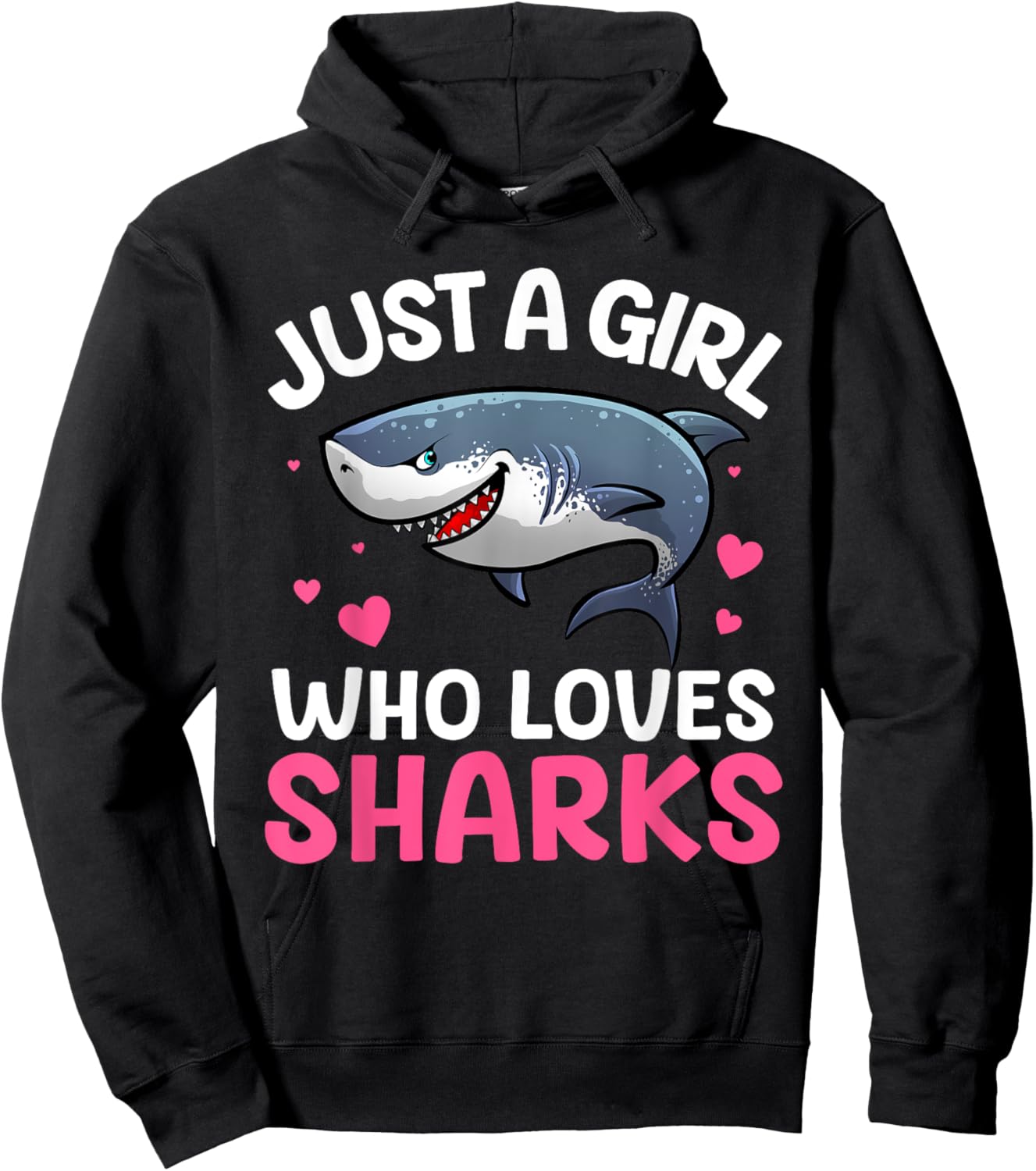 Cool Shark Art Girls Kids Shark Themed Shark Lover Hoodie - Hoodie | Black