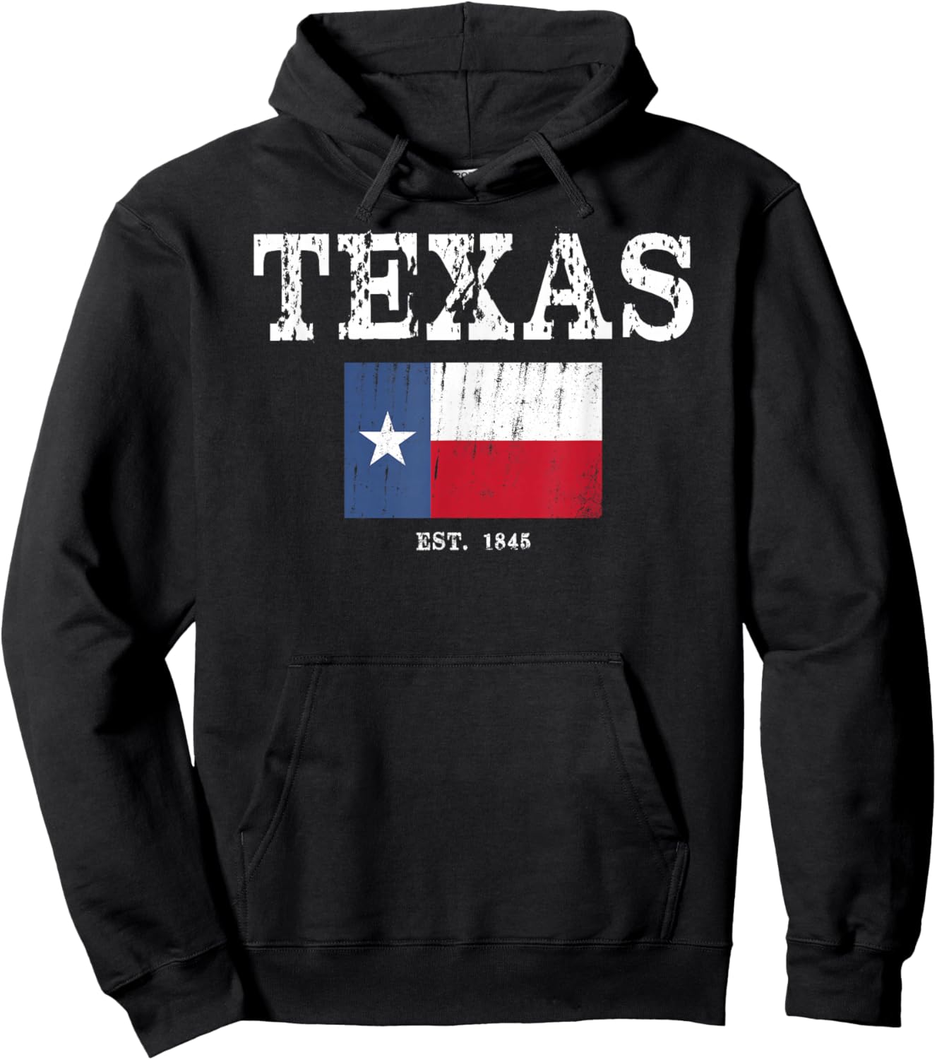 Texas State Map Flag Distressed Hoodie - Hoodie | Black