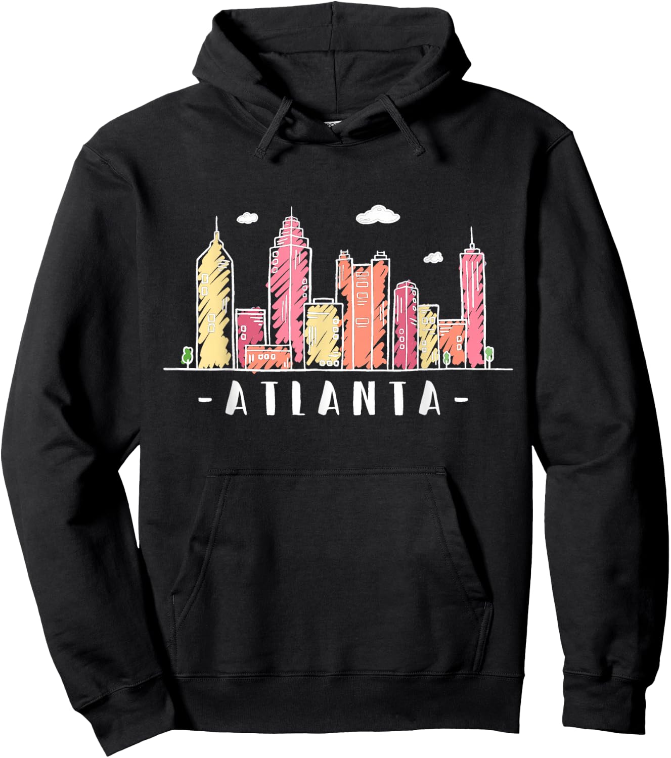 Atlanta Skyline Georgia Colourful City Souvenir Gift Hoodie - Hoodie | Black