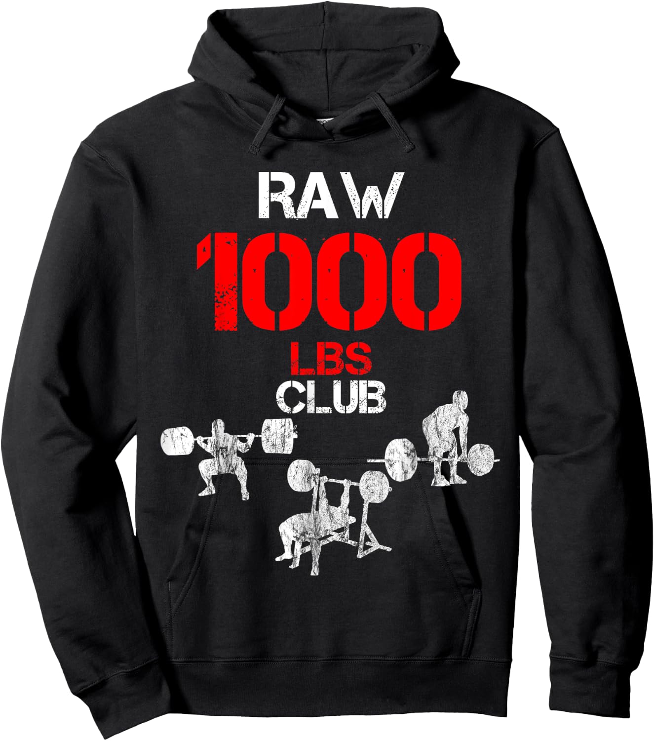 Gym Training FH 1000 Pound Club Member - Men's Adult Black Cotton Polyester Modern Lightweight Classic Fit Short Sleeve Hoodie - Hoodie | Black