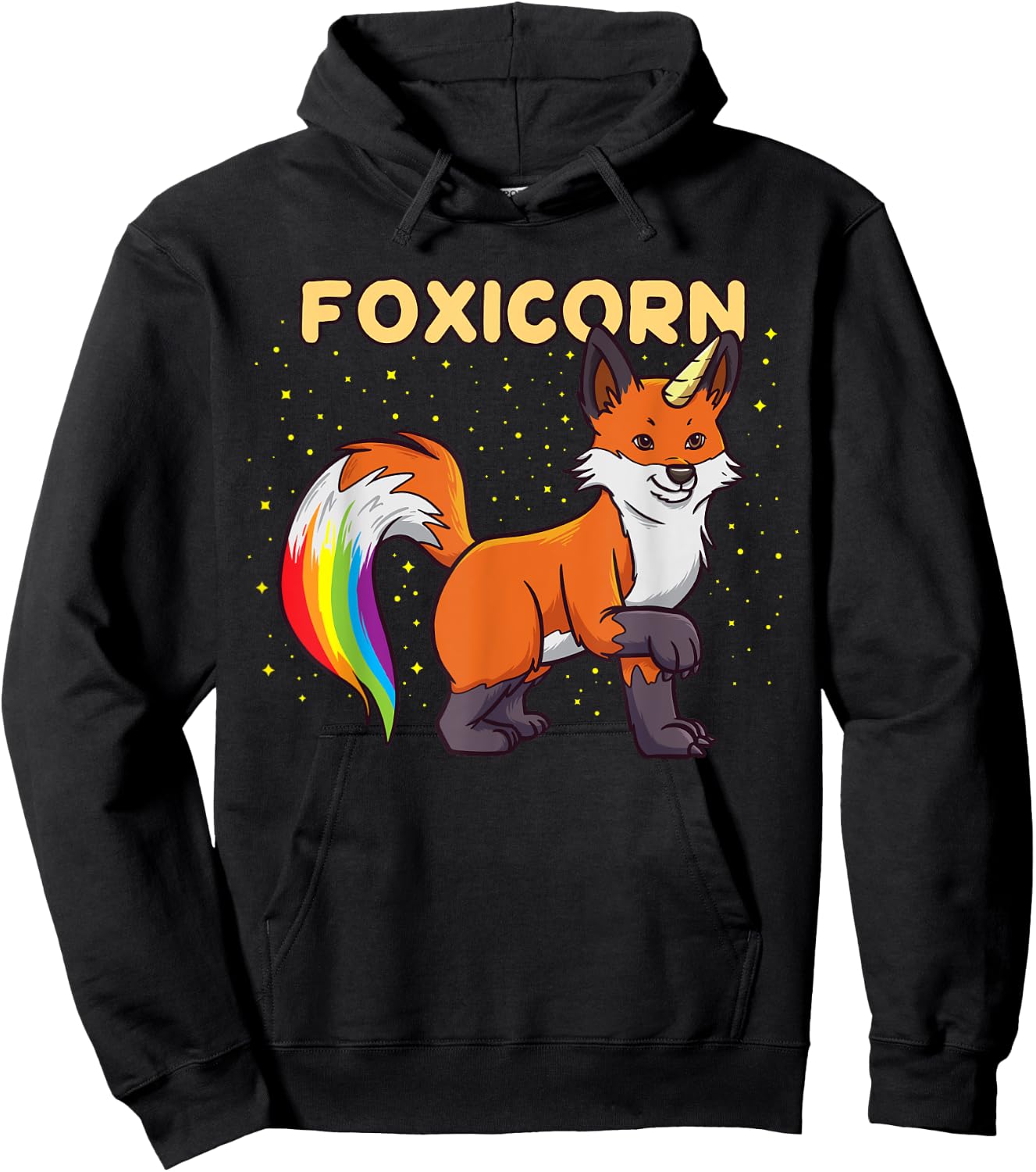 Foxicorn - Magical Kawaii Fox Unicorn Rainbow Animal Hoodie - Hoodie | Black