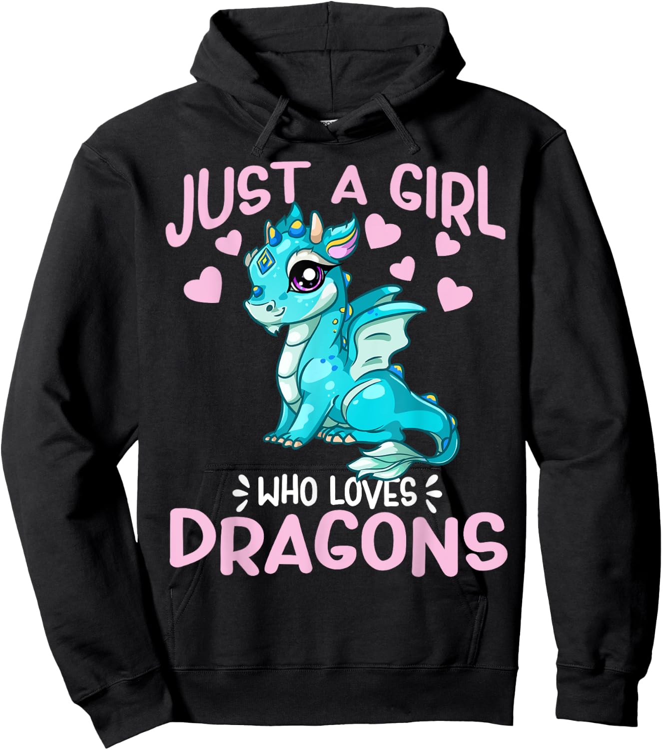 Just A Girl Who Loves Dragons Cute Anime Kawaii Dragon Gift Hoodie - Hoodie | Black