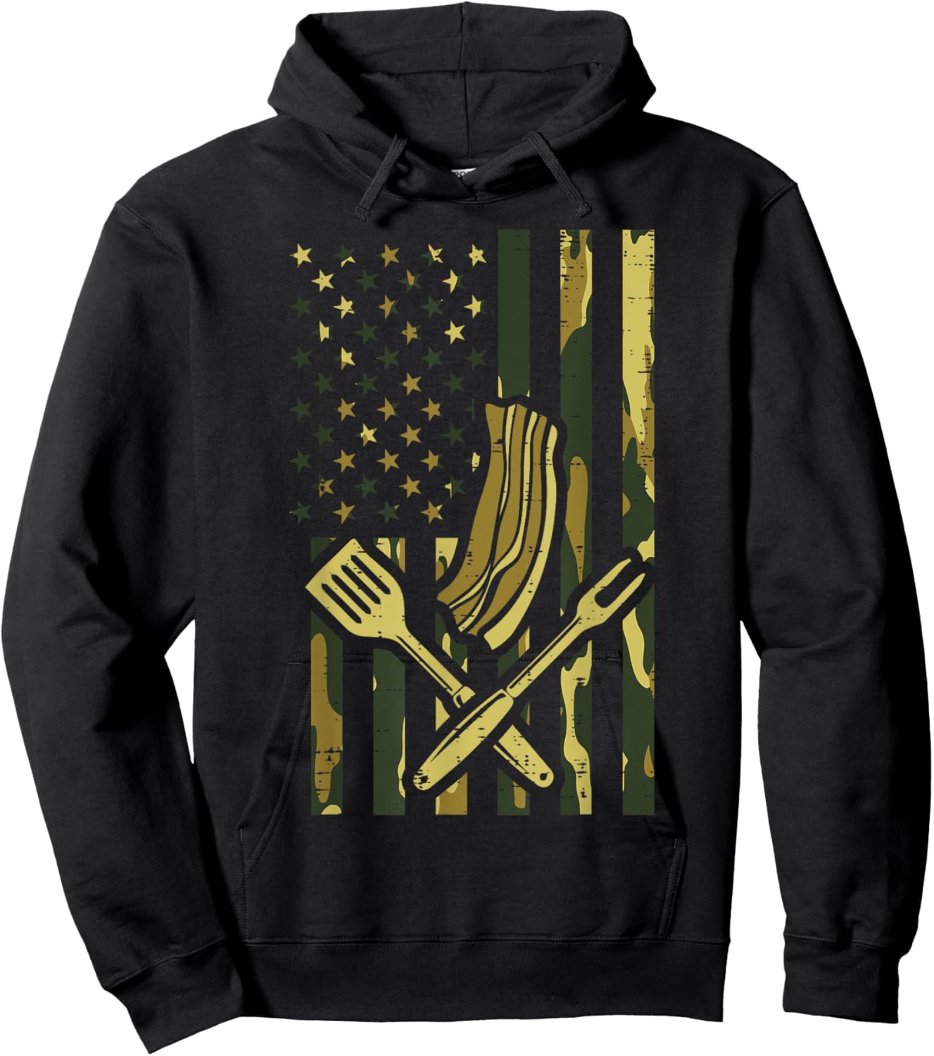 Camo US Flag Bbq Meat Grill Barbecue Patriot Men Women Kids Hoodie - Hoodie | Black