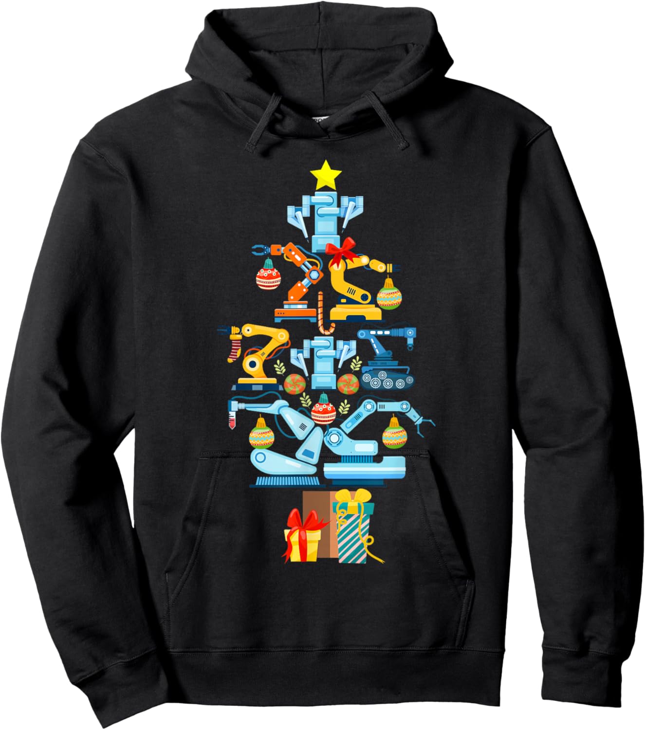 Robot Robotics Engineer Christmas Tree Hoodie - Hoodie | Black