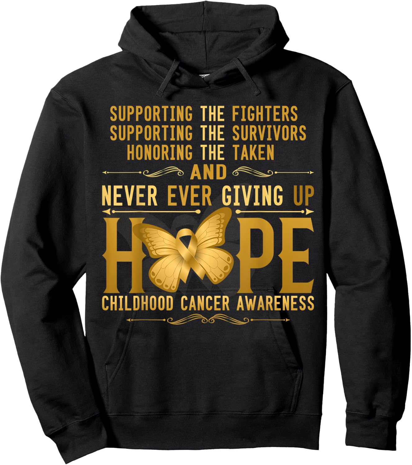 Never giving up Hope childhood cancer awareness Hoodie - Hoodie | Black