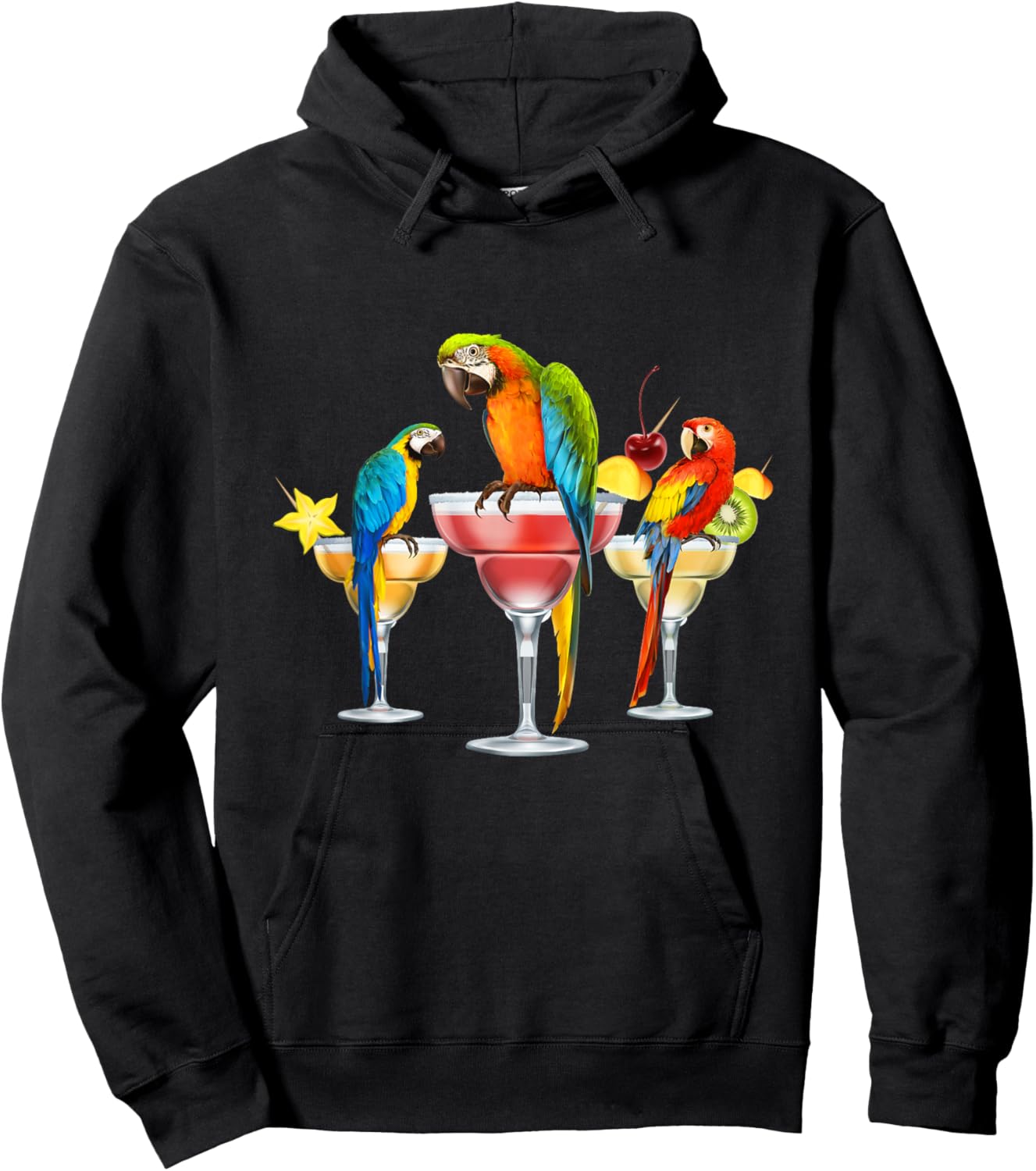 Parrots Drinking Margarita Tropical Birds Vacation Hawaiian Hoodie - Hoodie | Black